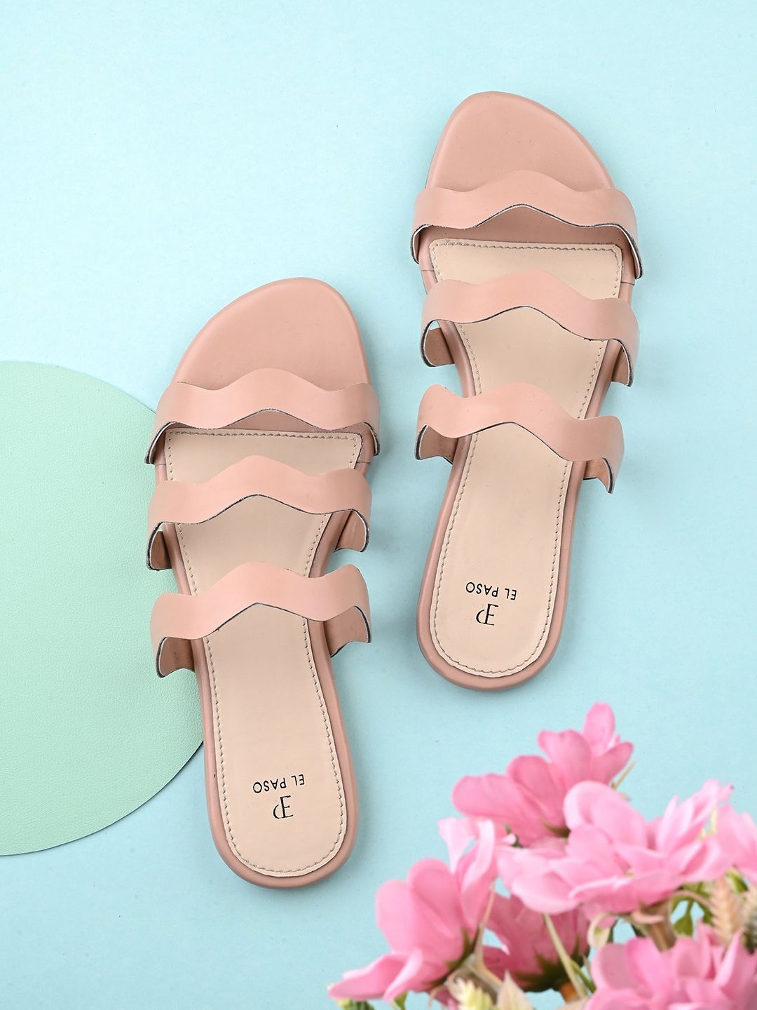 El Paso Zig-Zag Strap Open Toe Flats-image-14