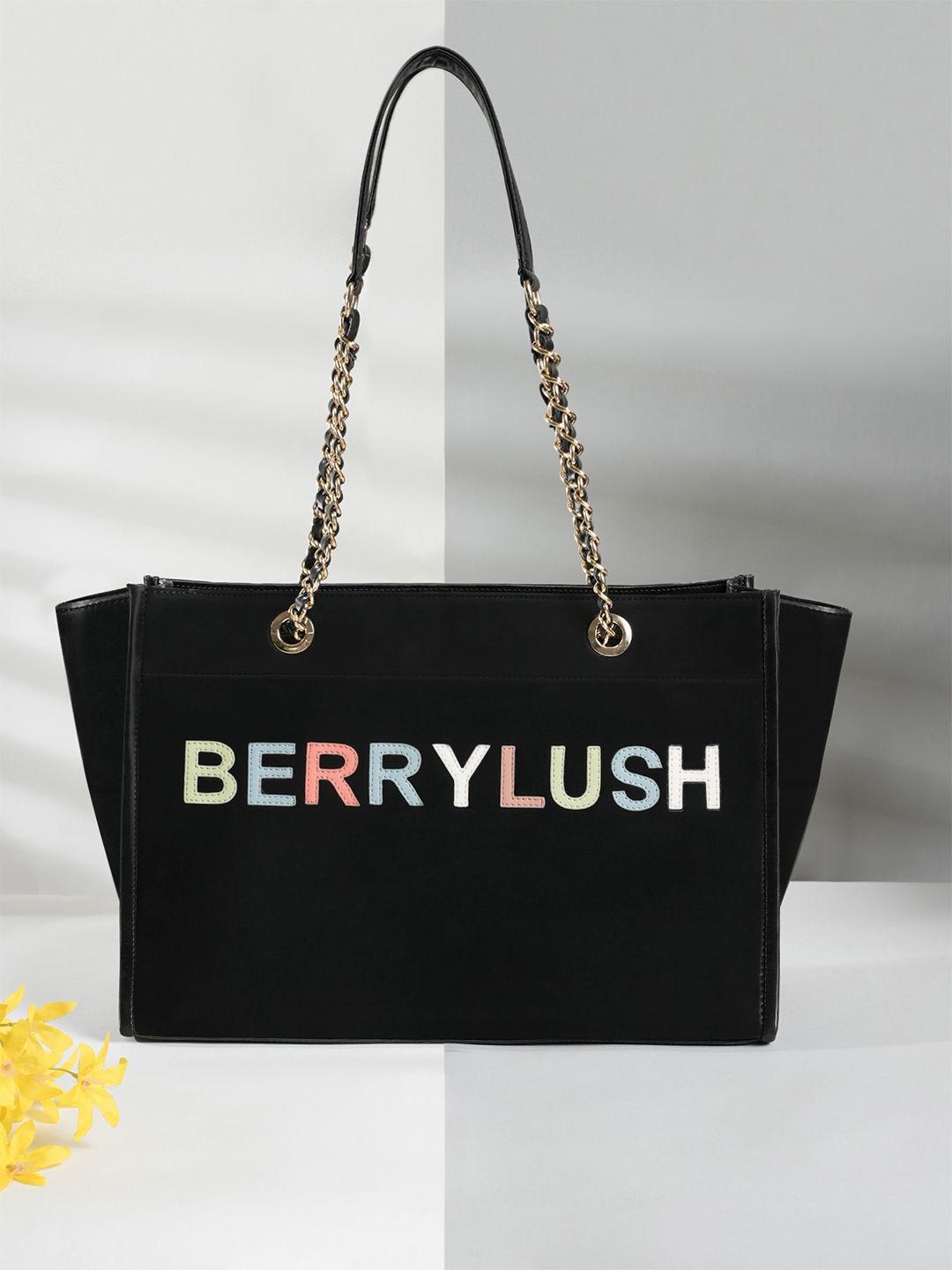 Berrylush Black PU Structured Oversized Shoulder Bag-picture-36