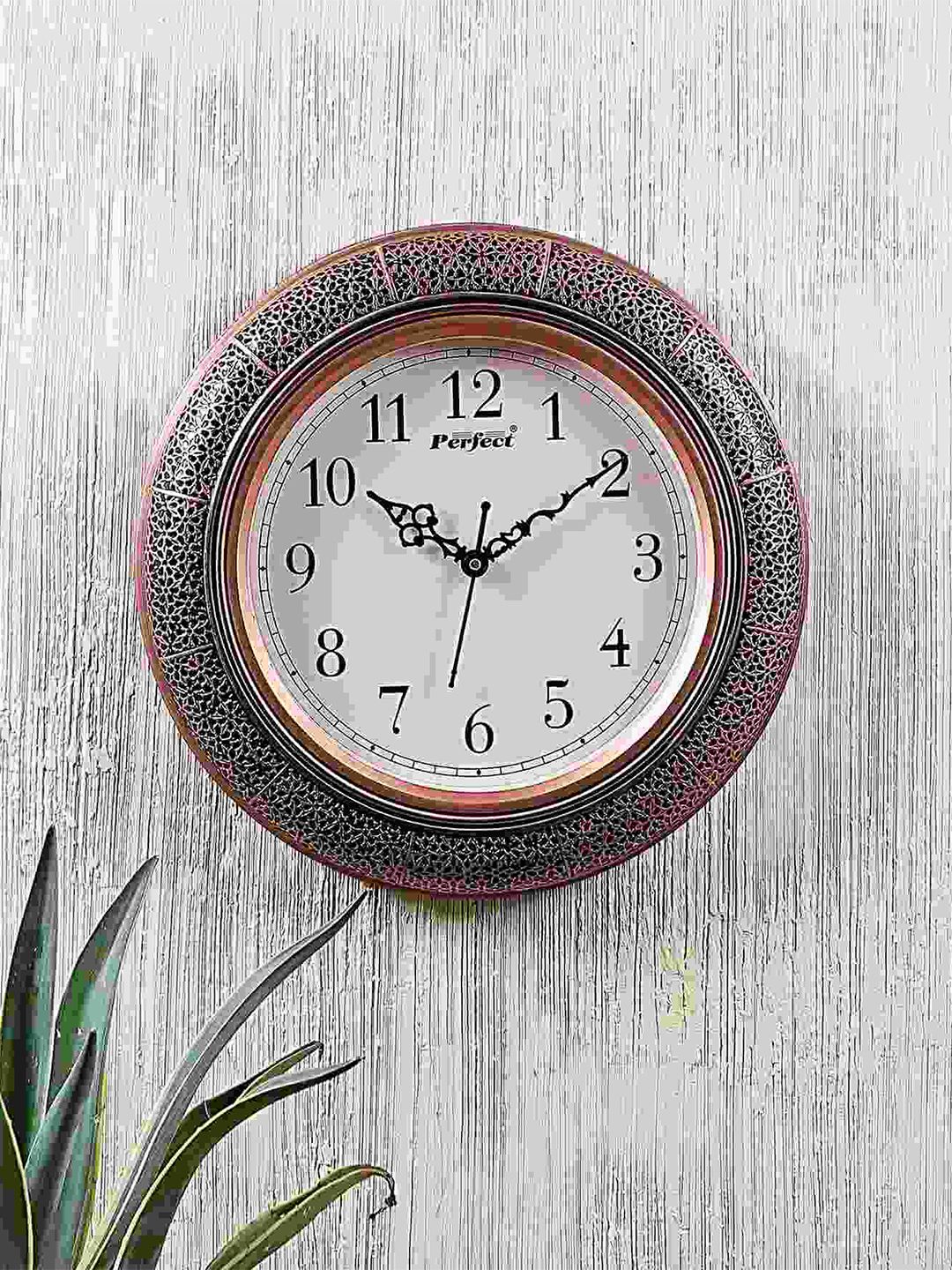 EXIM DECOR Copper-Toned & Black Contemporary Wall Clock-image-29