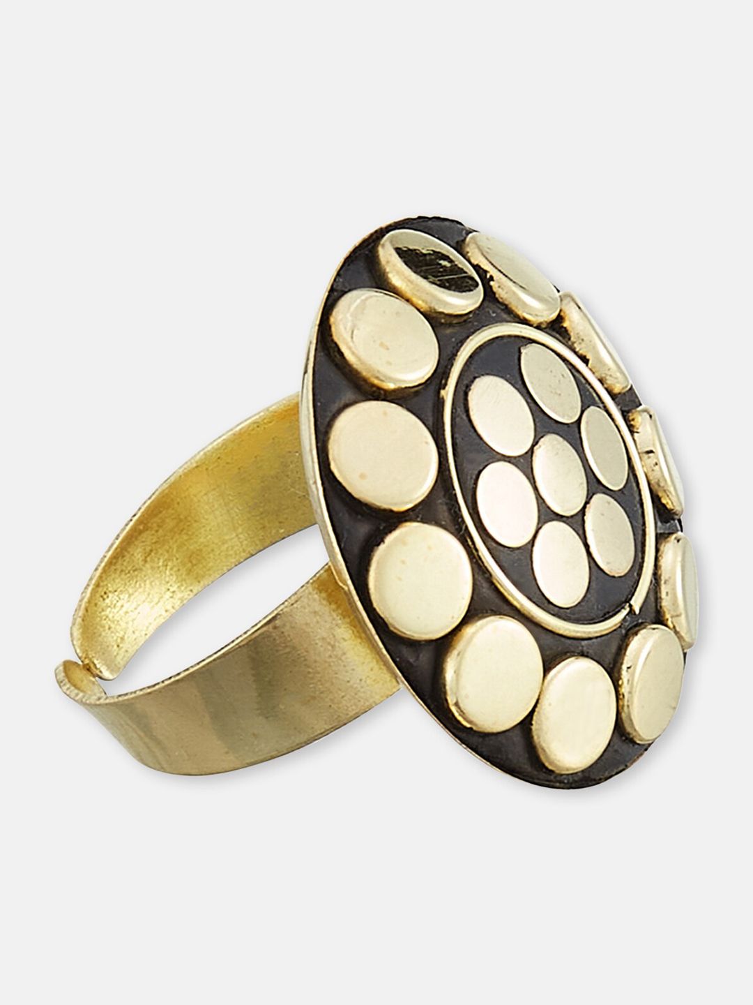 ATIBELLE Set of 2 Silver-Plated Stone-Studded Adjustable Finger Rings