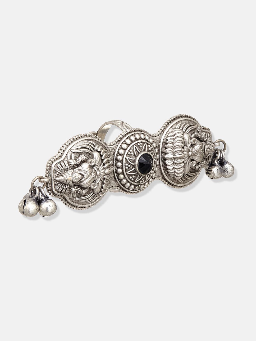 ATIBELLE Set of 2 Silver-Plated Stone-Studded Adjustable Finger Rings