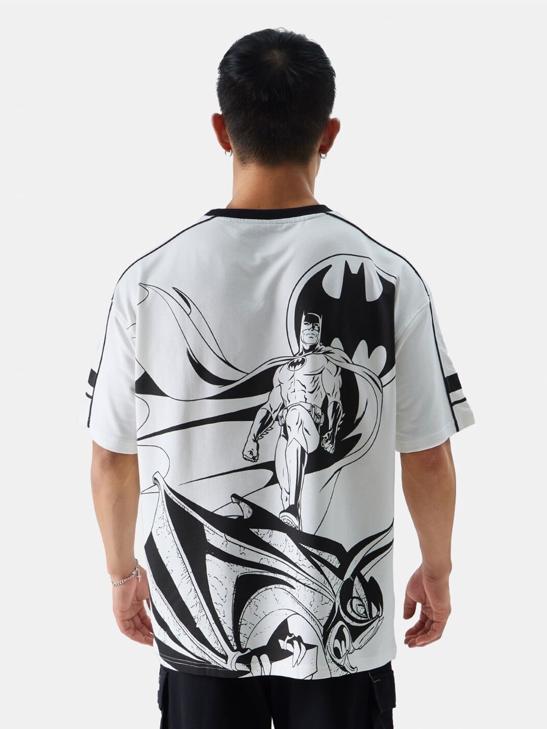 The Souled Store White Batman Printed Oversized Pure Cotton T-shirt