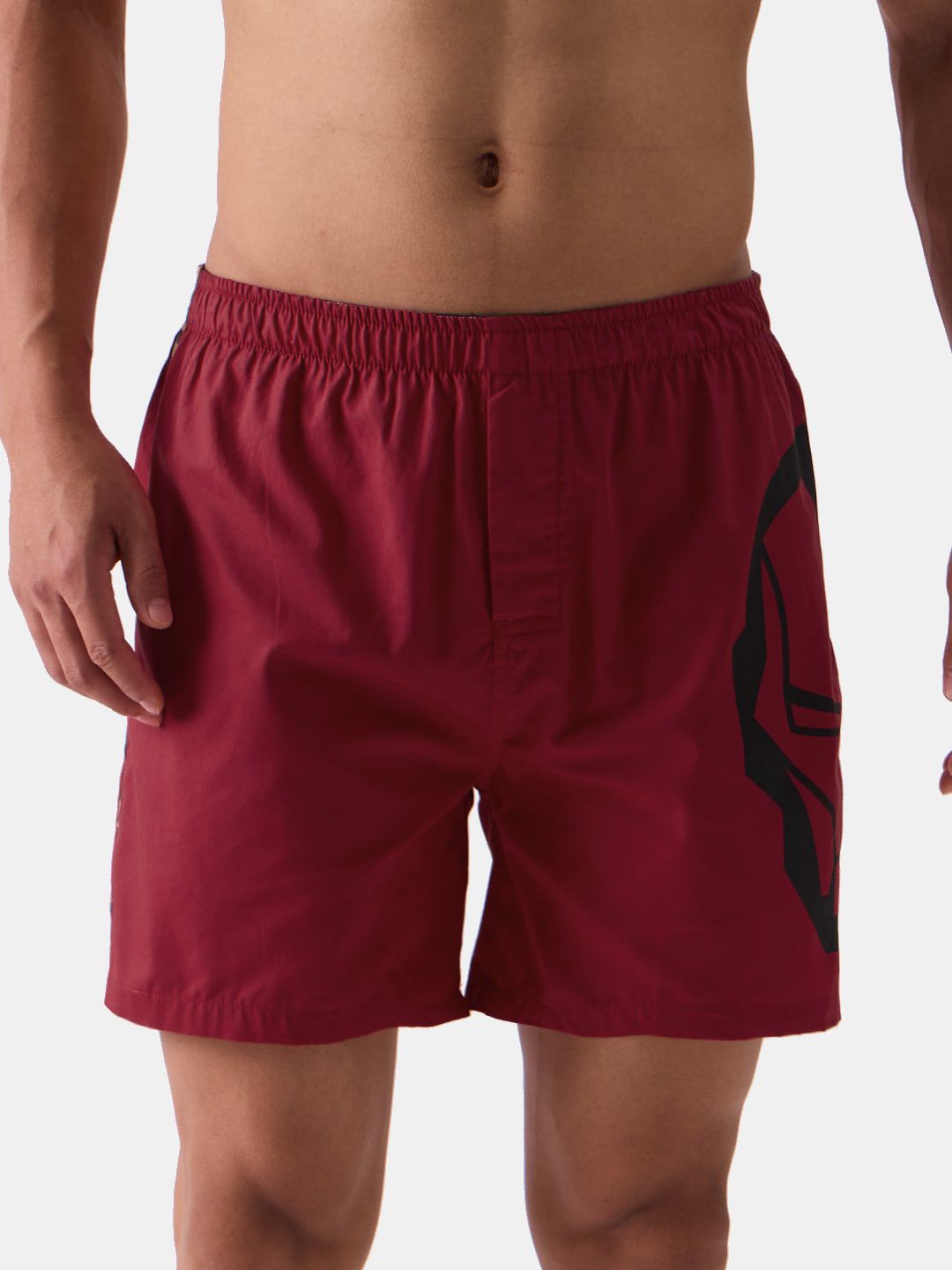 The Souled Store Men Red Marvel Iron Man Printed Pure Cotton Lounge Shorts-picture-27