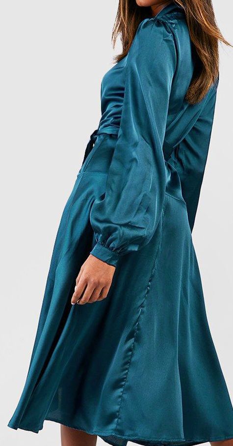 knee length dresses for ladies Rent Boohoo Chartreuse Satin Ruffle Plunge Maxi Dress