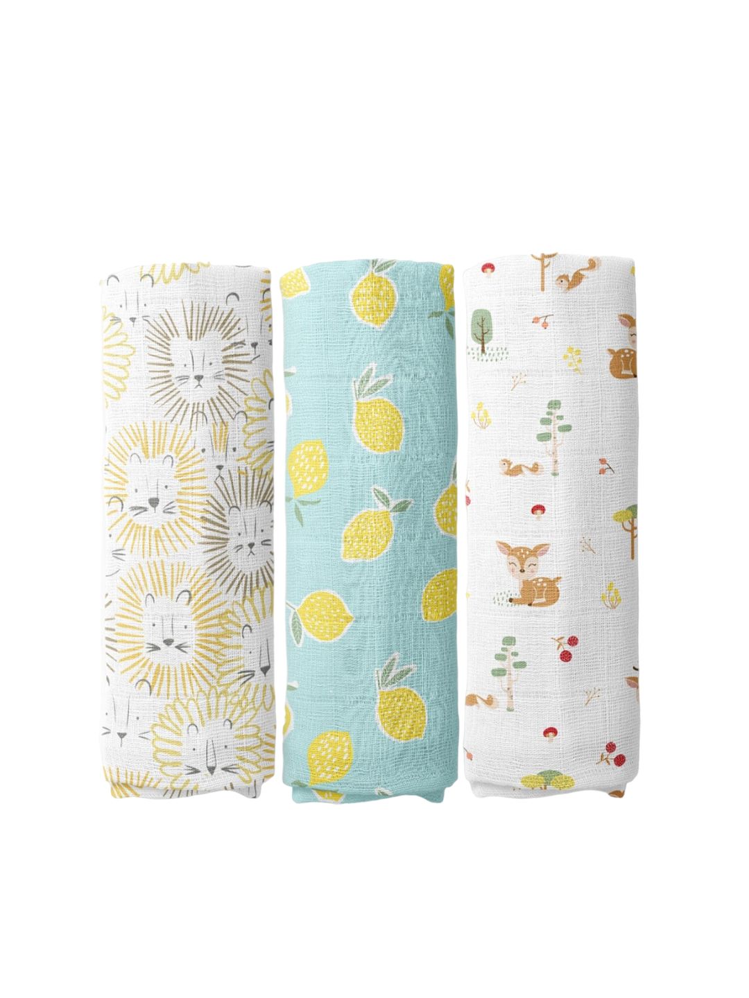 haus & kinder Infant Kids Set of 3 Pure Cotton Printed Swaddles-picture-46