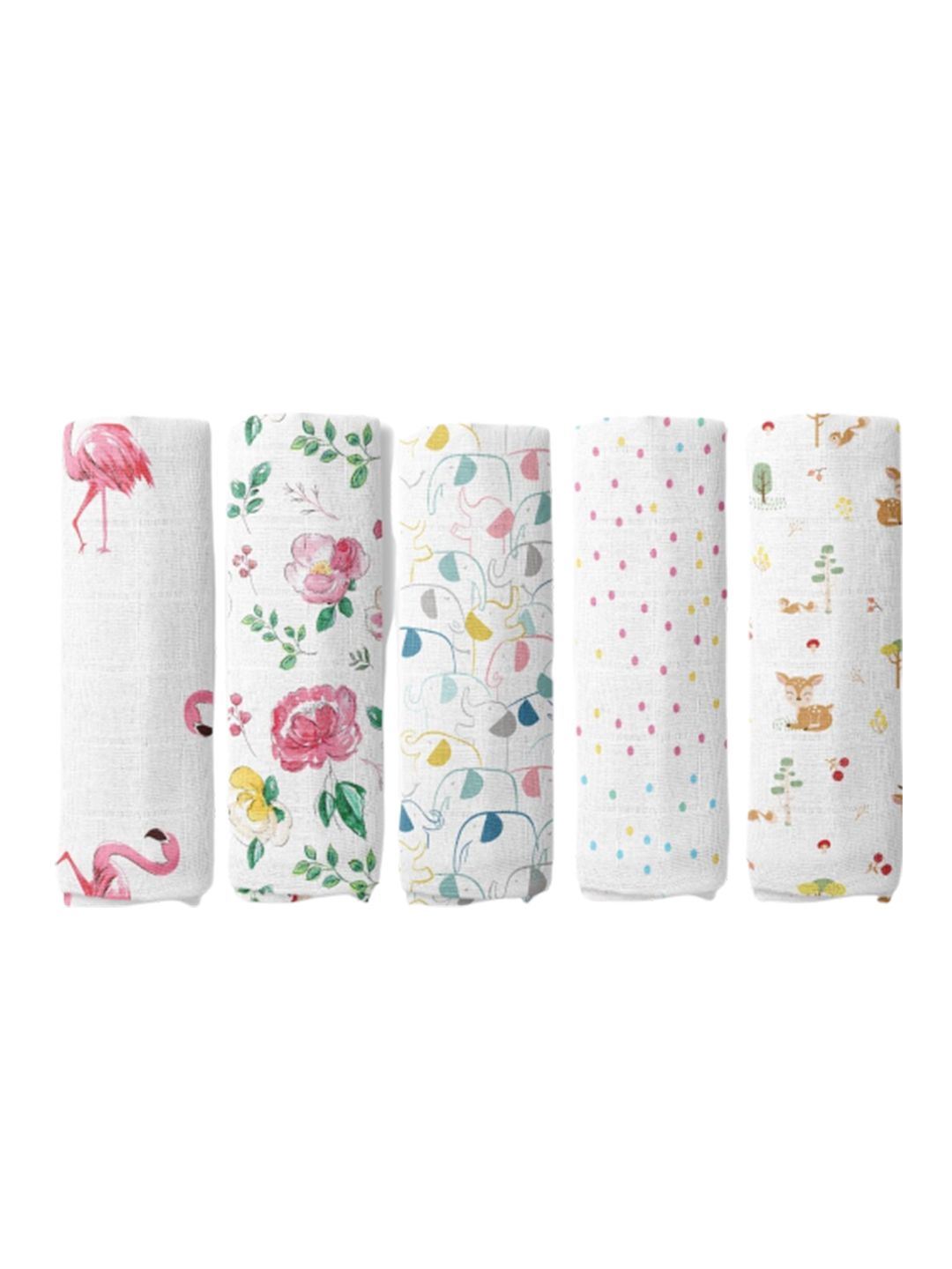 haus & kinder Infant Kids Set of 5 Pure Cotton Printed Swaddles