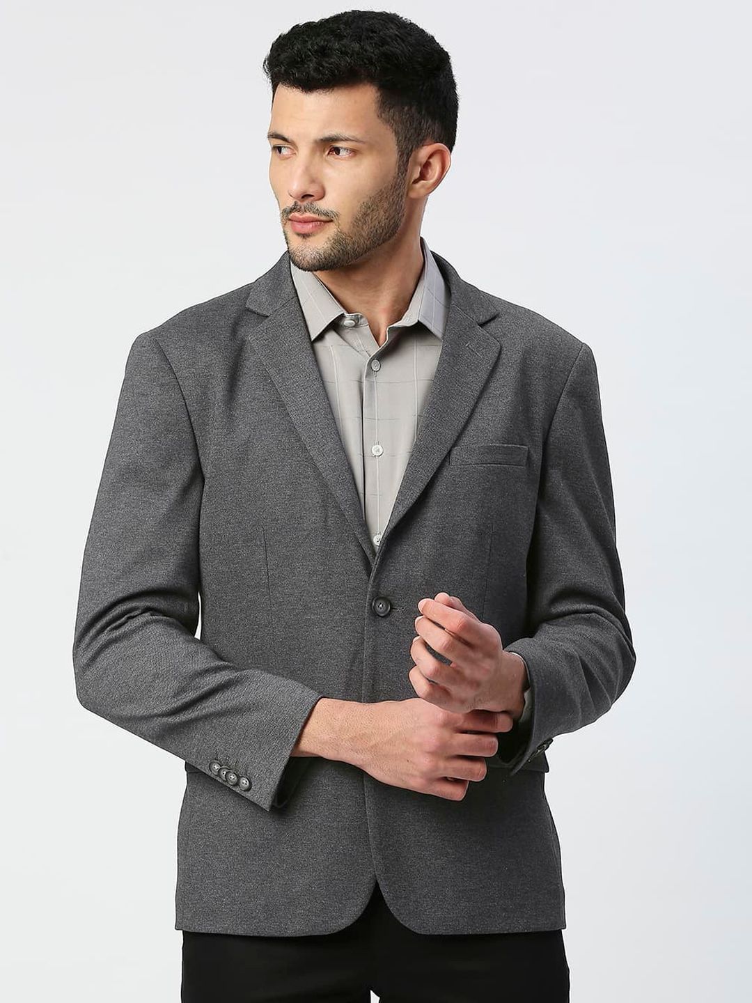 Basics Comfort Fit Single Breasted Casual Blazer-picture-30