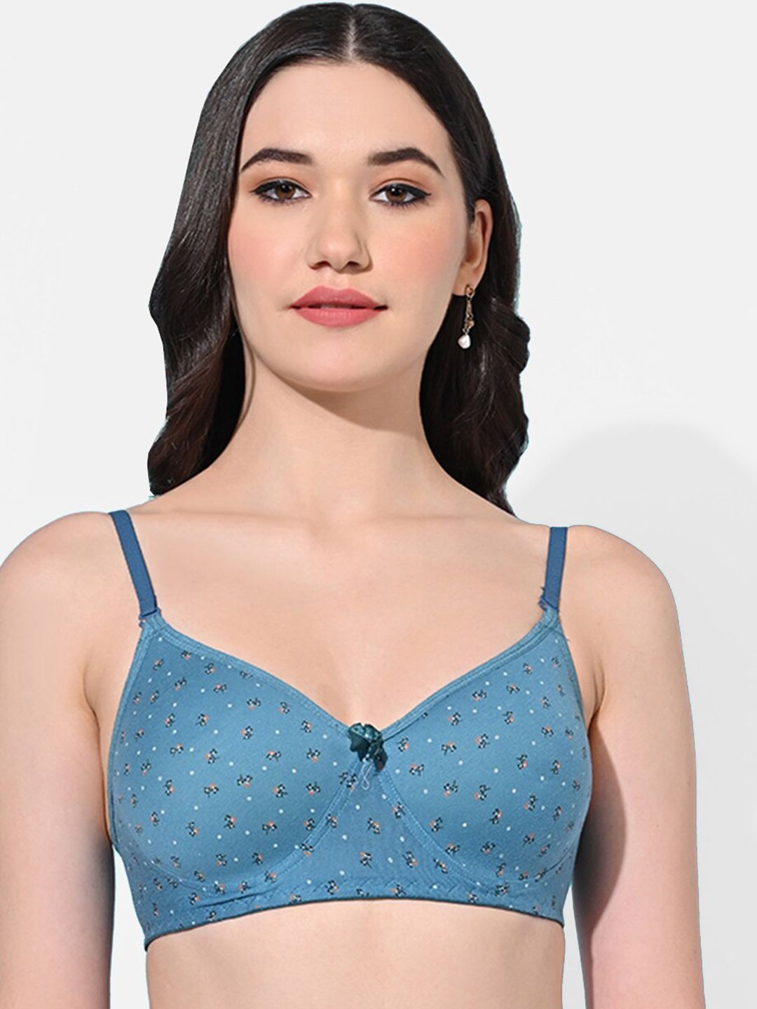 FIMS Floral Printed Cotton Lightly Padded All Day Comfort Seamless Super Support Bra-picture-33