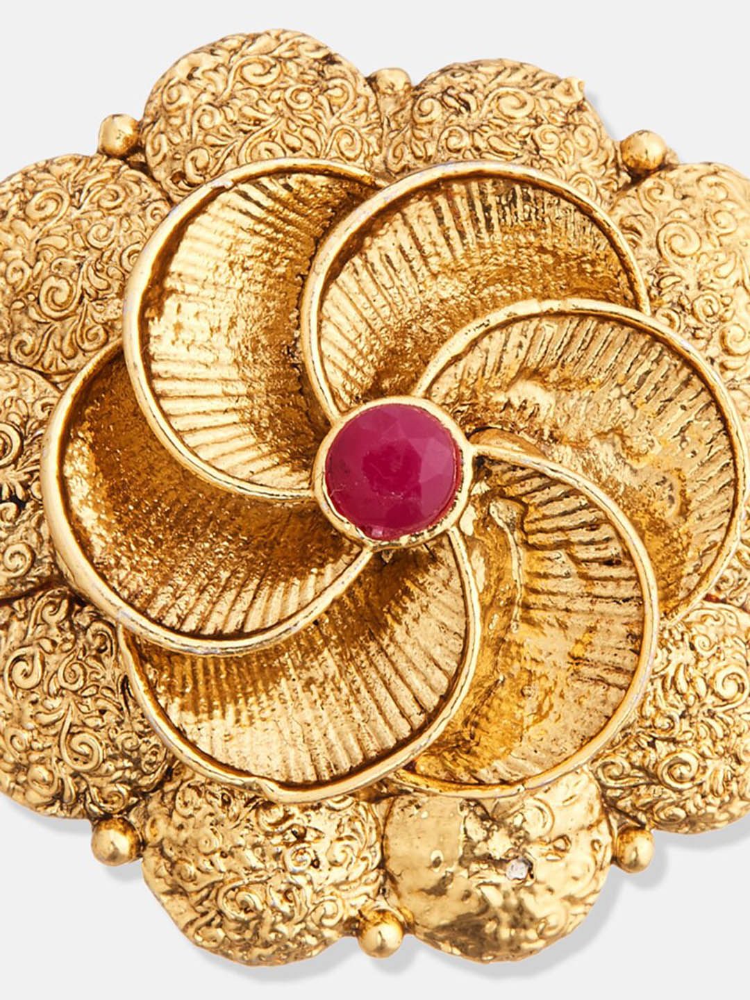 ATIBELLE Gold-Plated Stone-Studded Adjustable Ring
