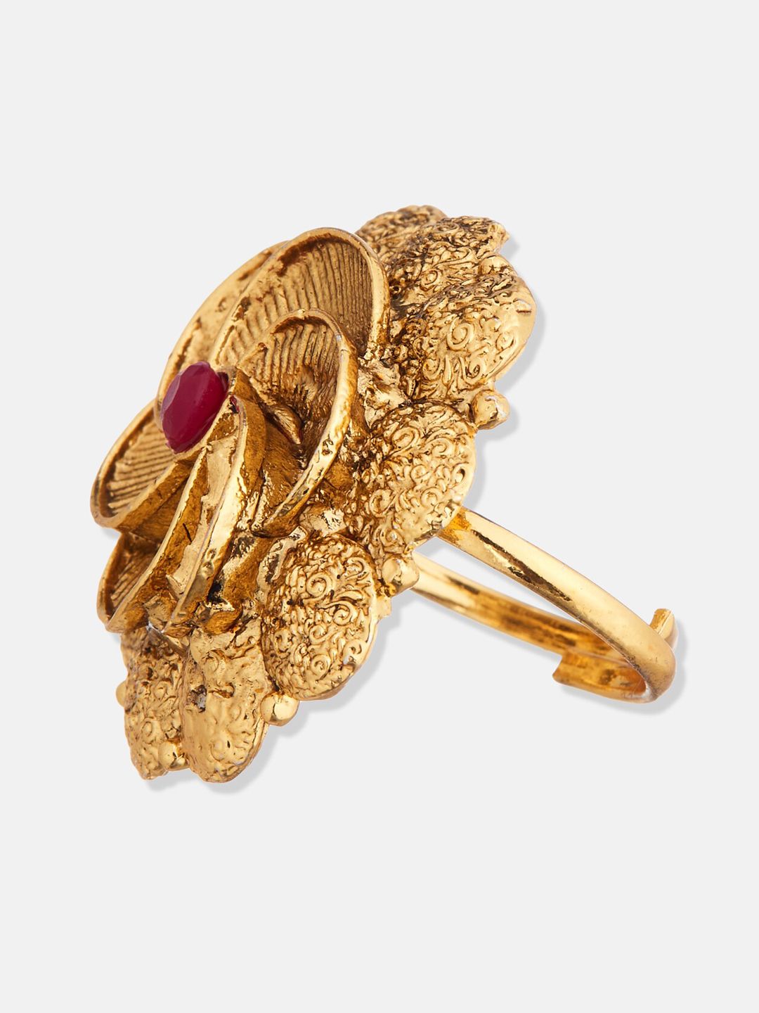 ATIBELLE Gold-Plated Stone-Studded Adjustable Ring