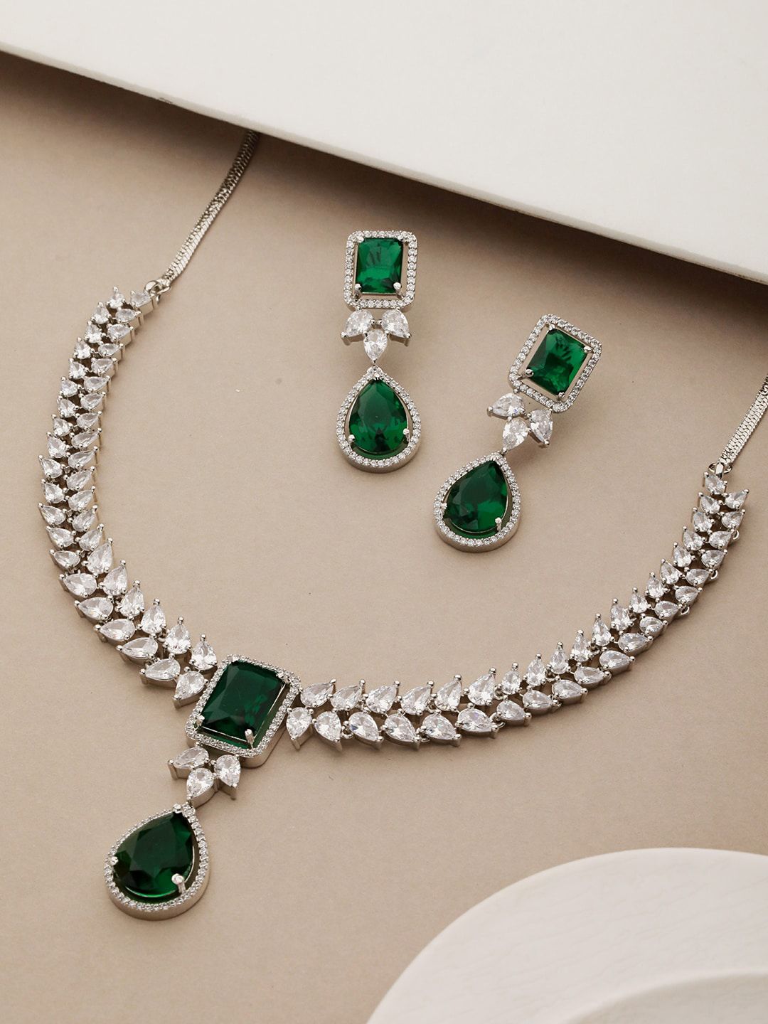 Saraf RS Jewellery Silver-Plated CZ-Studded Jewellery Set-picture-39