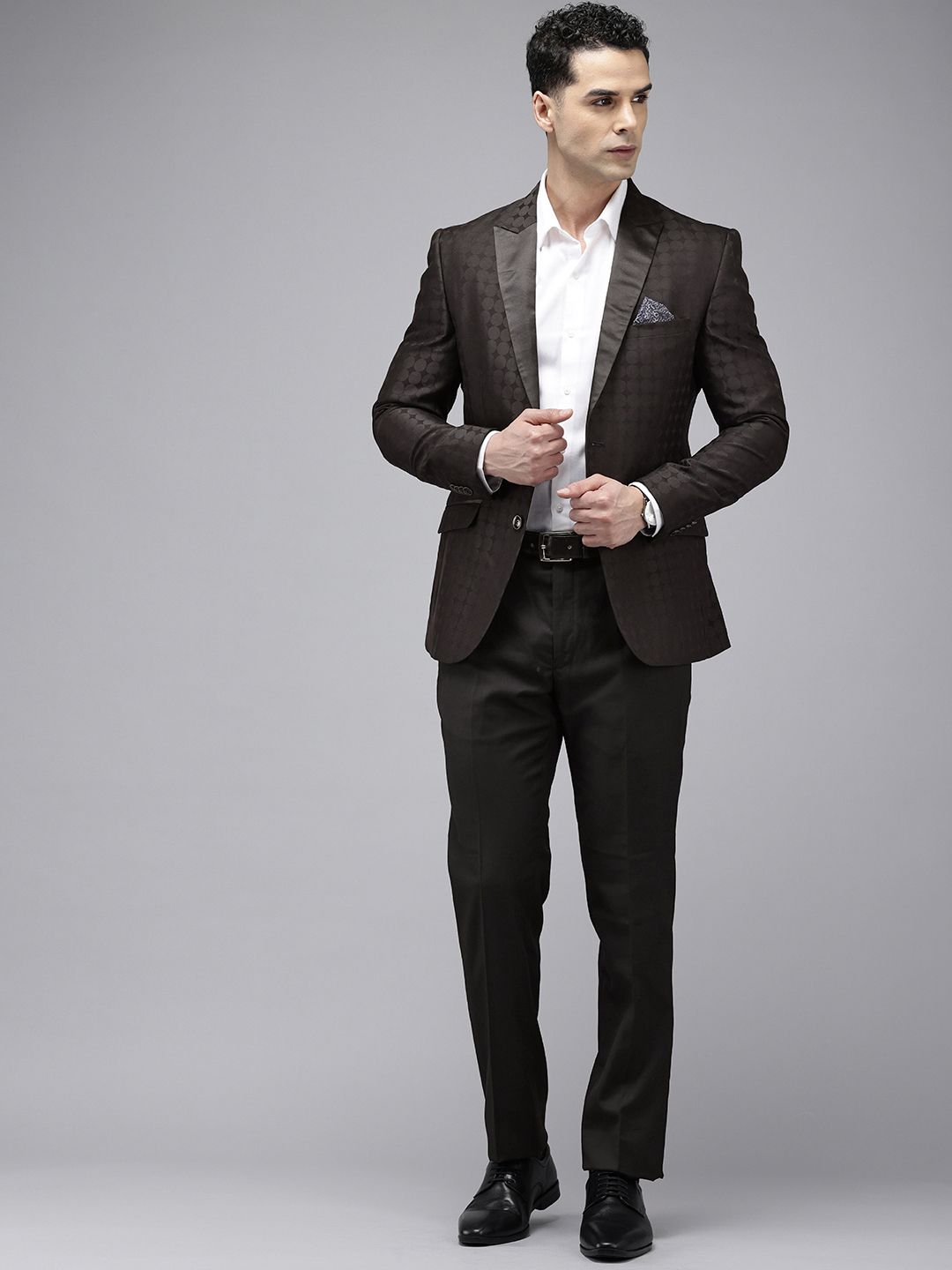 Park Avenue Self Design Single Breasted Super Slim Fit 2-Peice Party Suit-picture-29