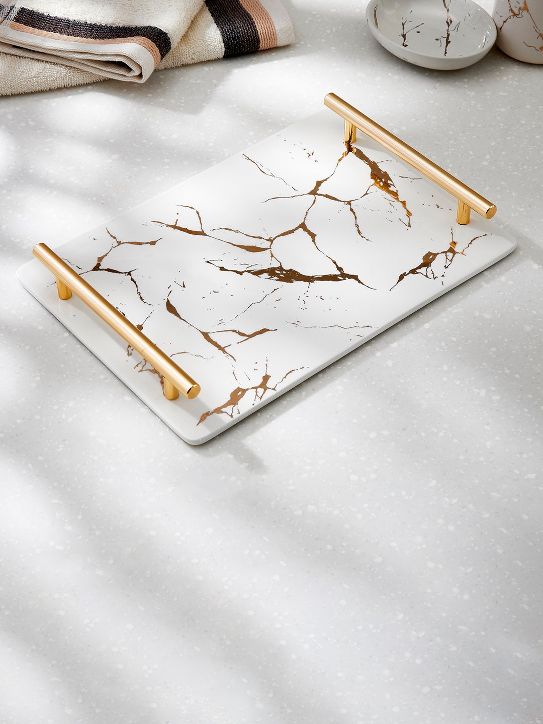 Home Centre Aubree White & Brown Ceramic Decorative Tray-picture-53
