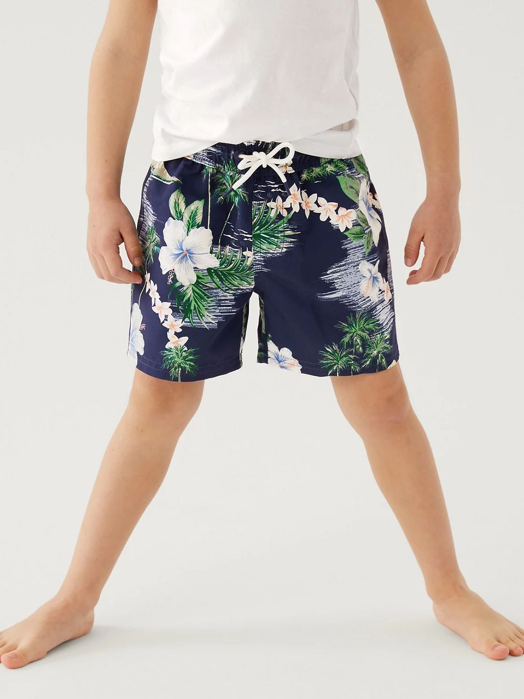 Marks & Spencer Boys Mid Rise Tropical Printed Lounge Shorts-picture-38