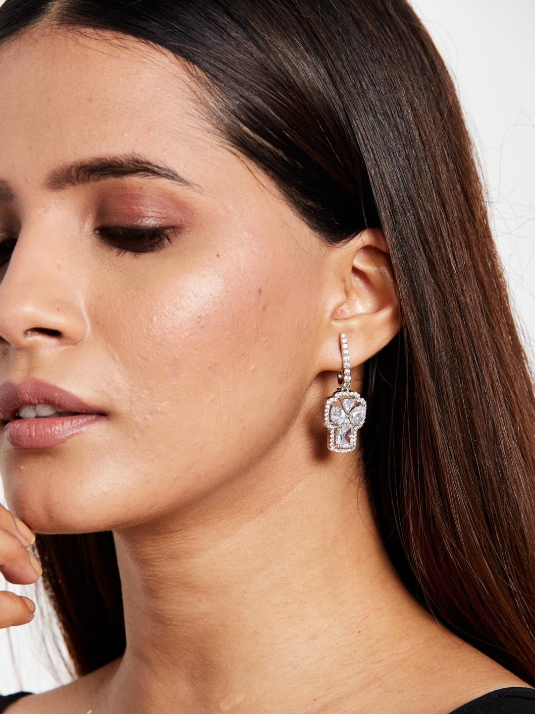 ATIBELLE Set Of 2 Rhodium-Plated Contemporary Earrings