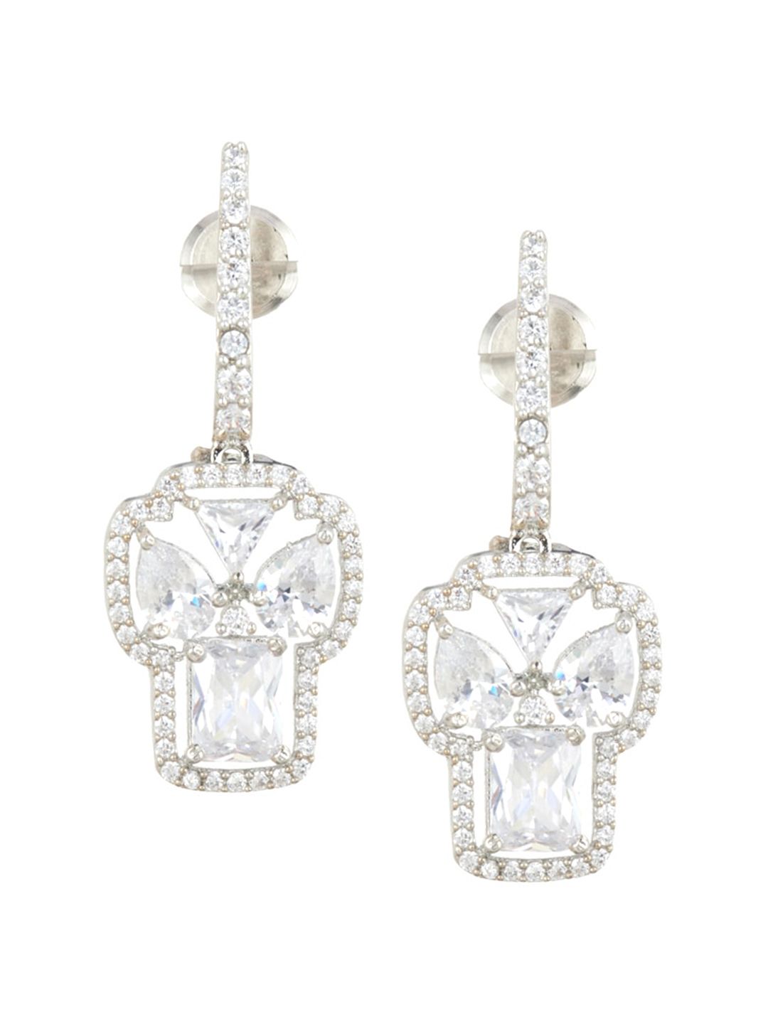 ATIBELLE Set Of 2 Rhodium-Plated Contemporary Earrings