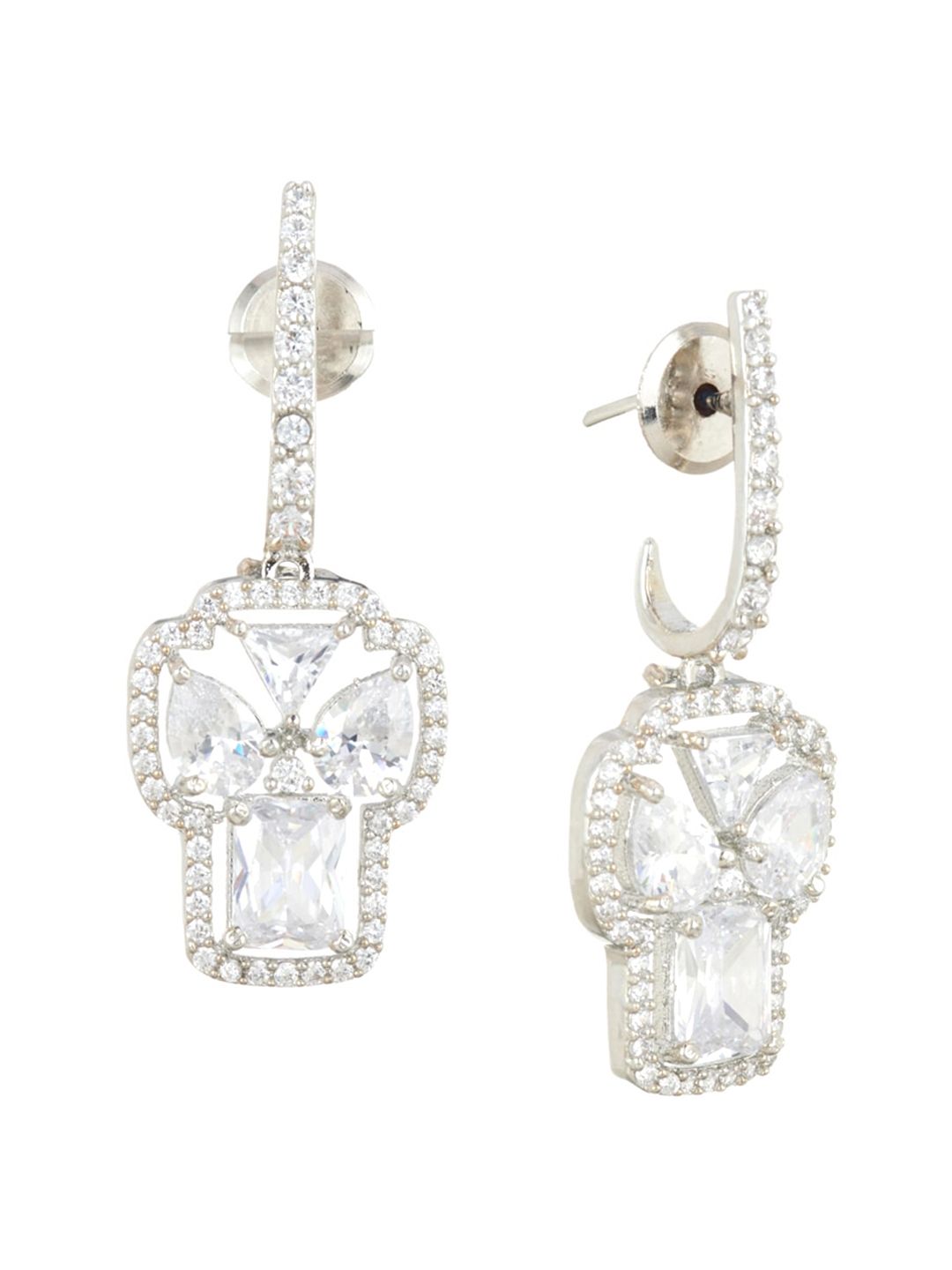 ATIBELLE Set Of 2 Rhodium-Plated Contemporary Earrings