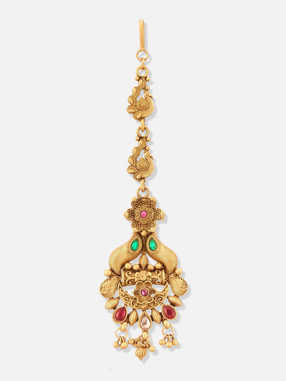ATIBELLE Set Of 2 Gold & Silver-Plated Stone-Studded Maangtikkas