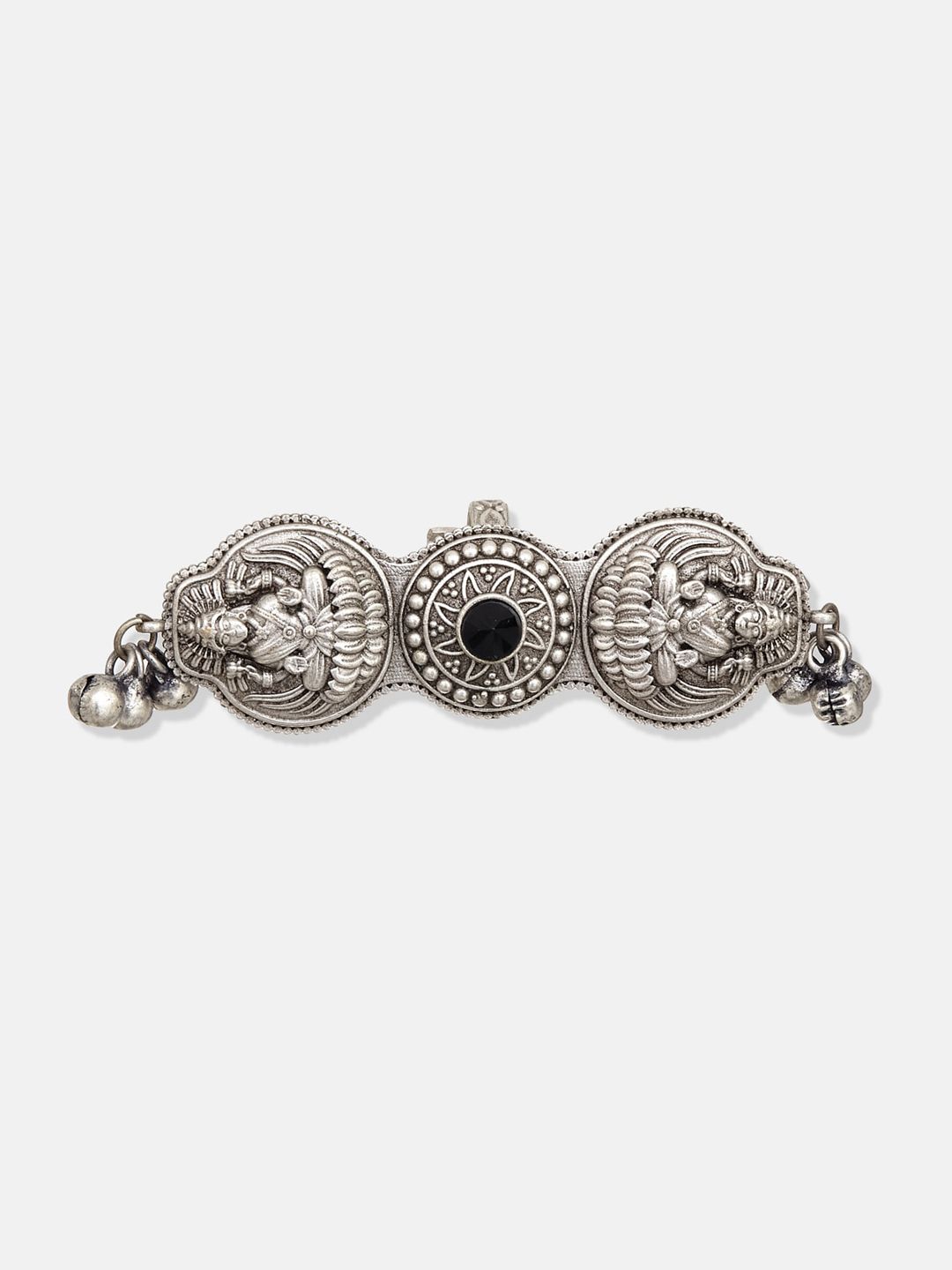 ATIBELLE Set Of 2 Silver-Plated Kundan-Studded & Goddess Inspired Adjustable Finger Rings