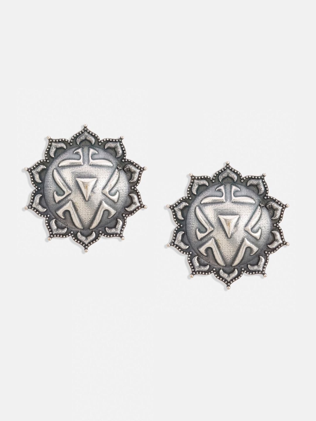 ATIBELLE Set Of 2 German Silver Silver-Plated Floral Drop Earrings