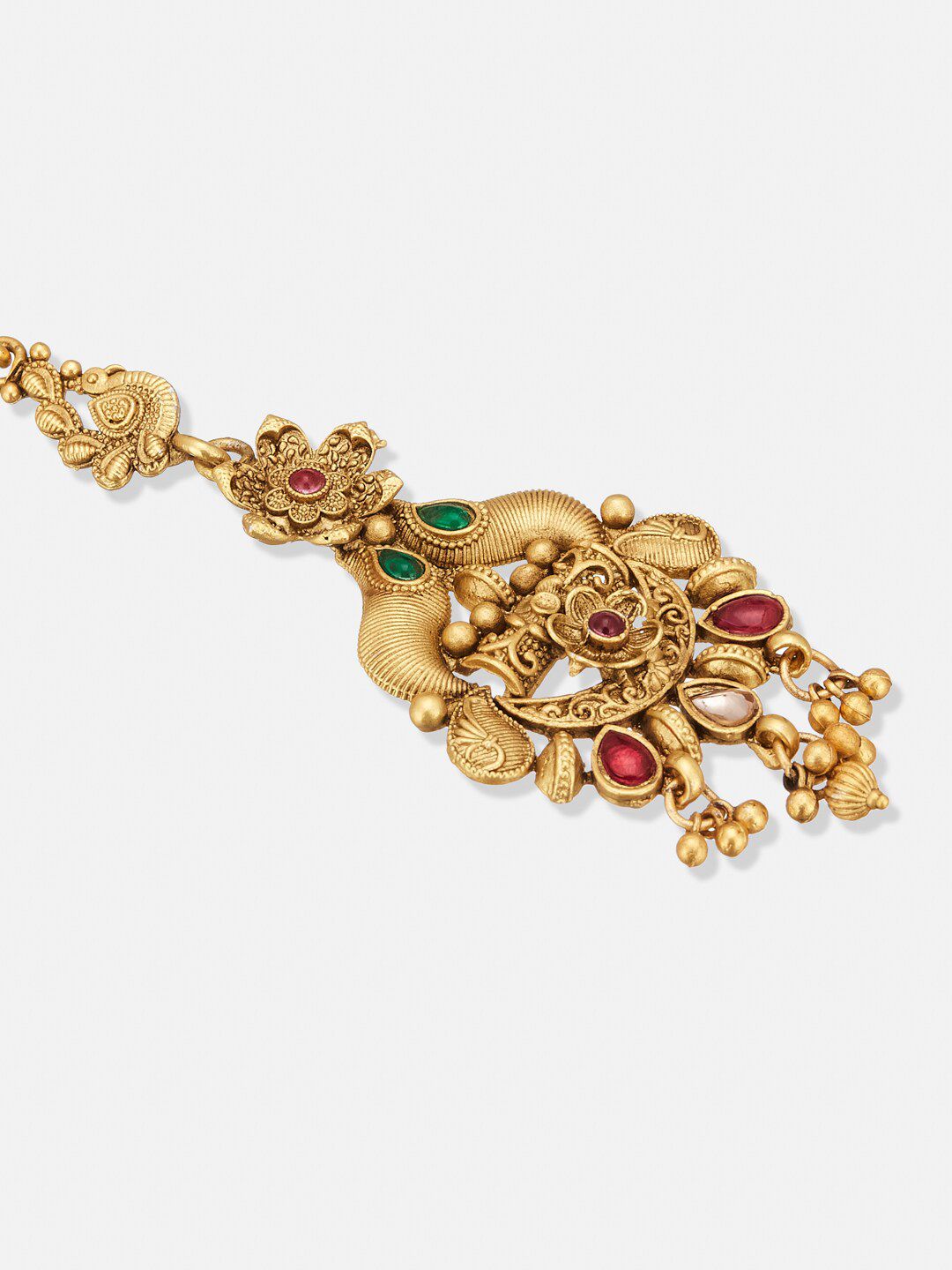 ATIBELLE Set Of 2 Gold-Plated Stone-Studded & Floral Shaped Maangtikkas