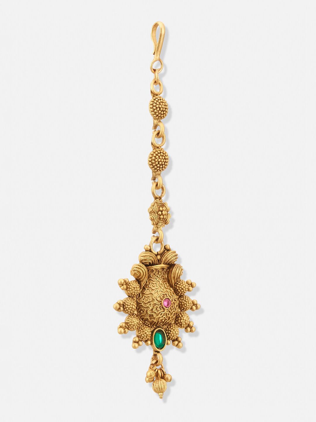 ATIBELLE Set Of 2 Gold-Plated Stone-Studded & Floral Shaped Maangtikkas