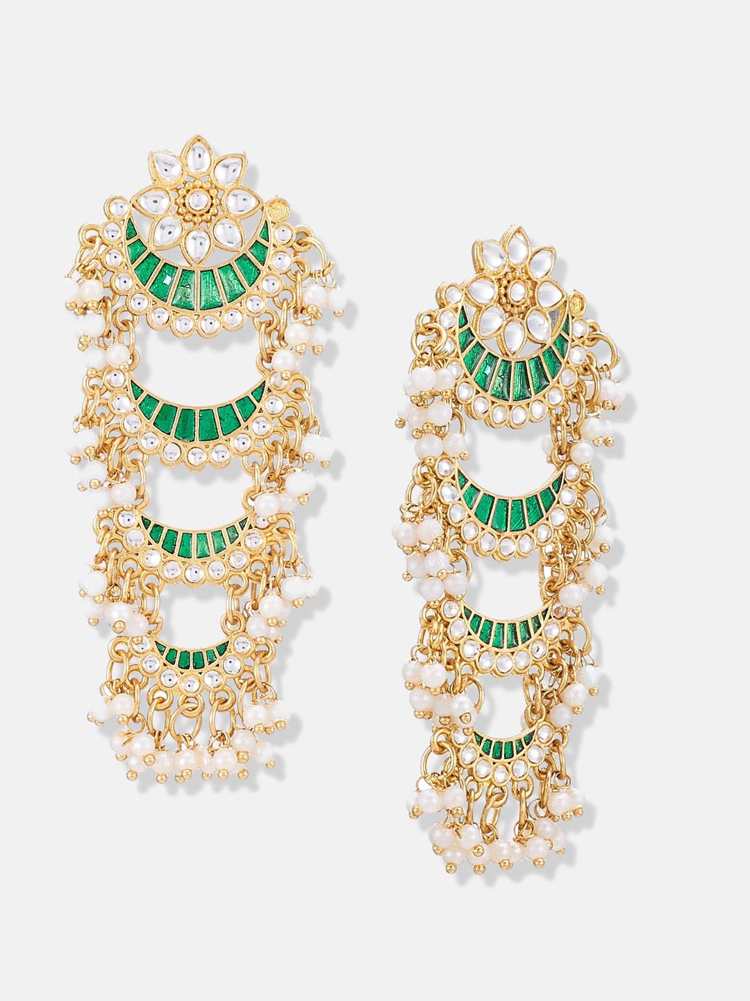 ATIBELLE Set Of 2 Gold-Plated Contemporary Chandbalis