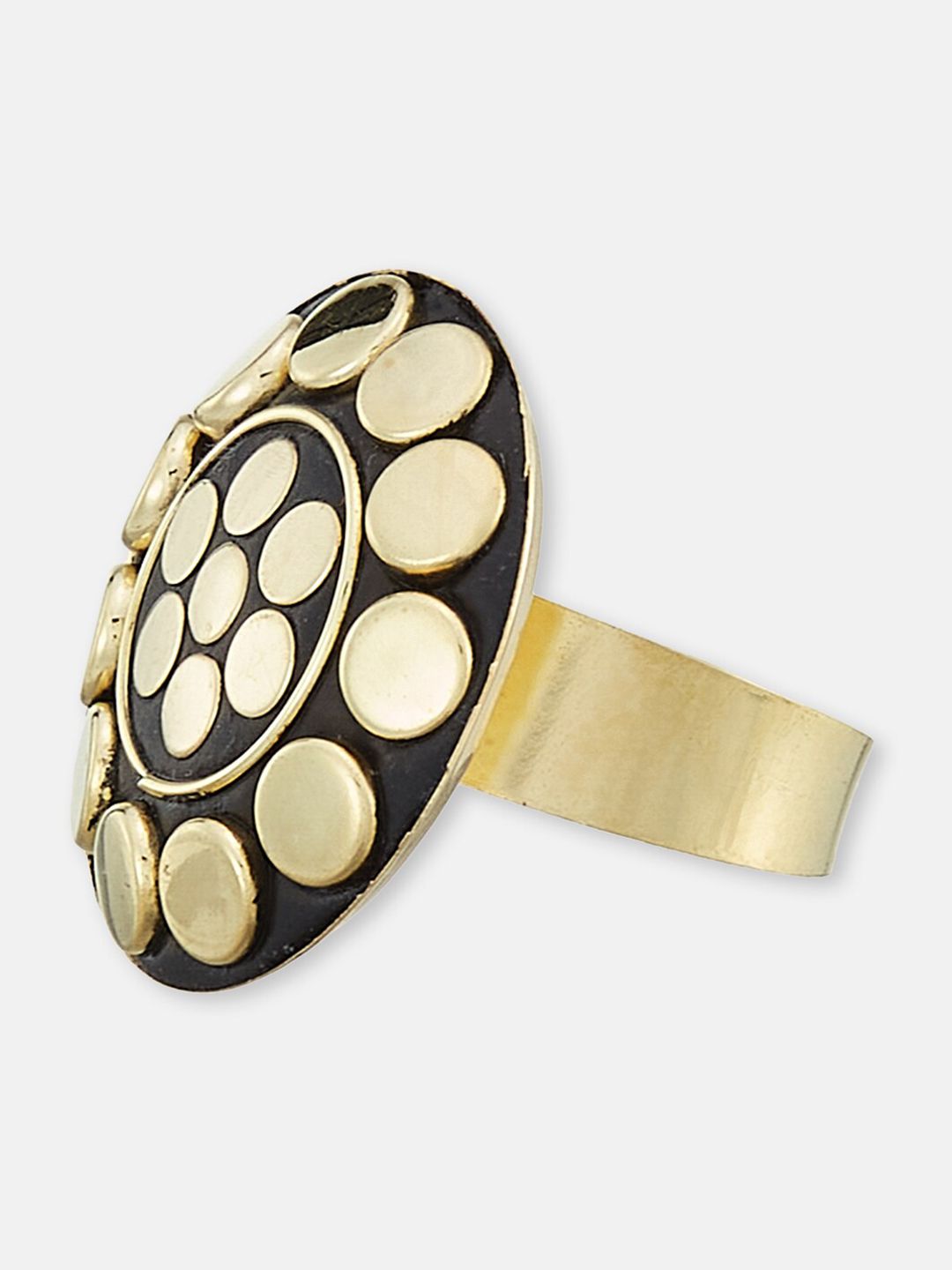 ATIBELLE Set Of 2 Silver-Plated Kundan-Studded Adjustable Finger Rings