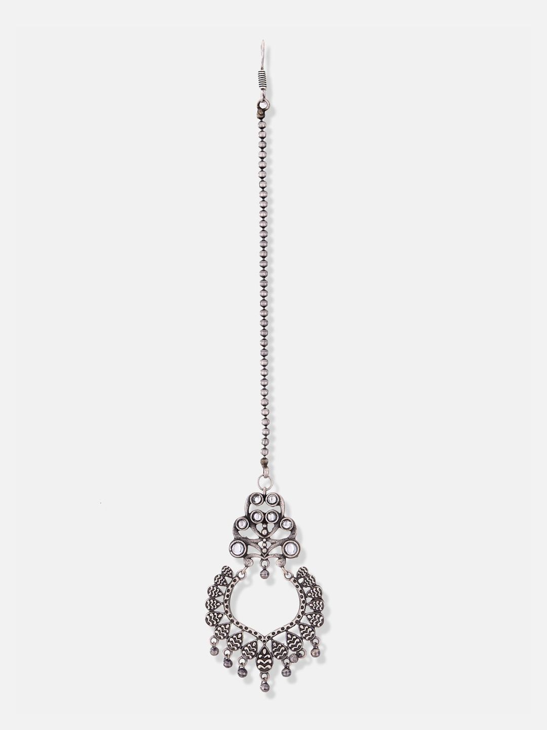 ATIBELLE Set Of 2 Gold & Silver-Plated Stone-Studded Maangtikkas
