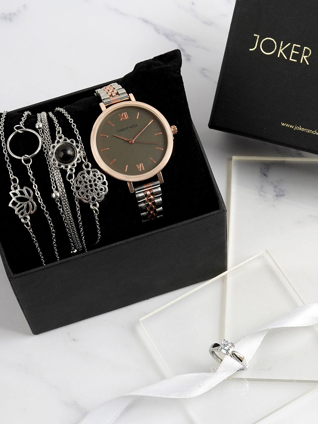 JOKER & WITCH Women Silver-Toned Watch Gift Set JWLT588-picture-16