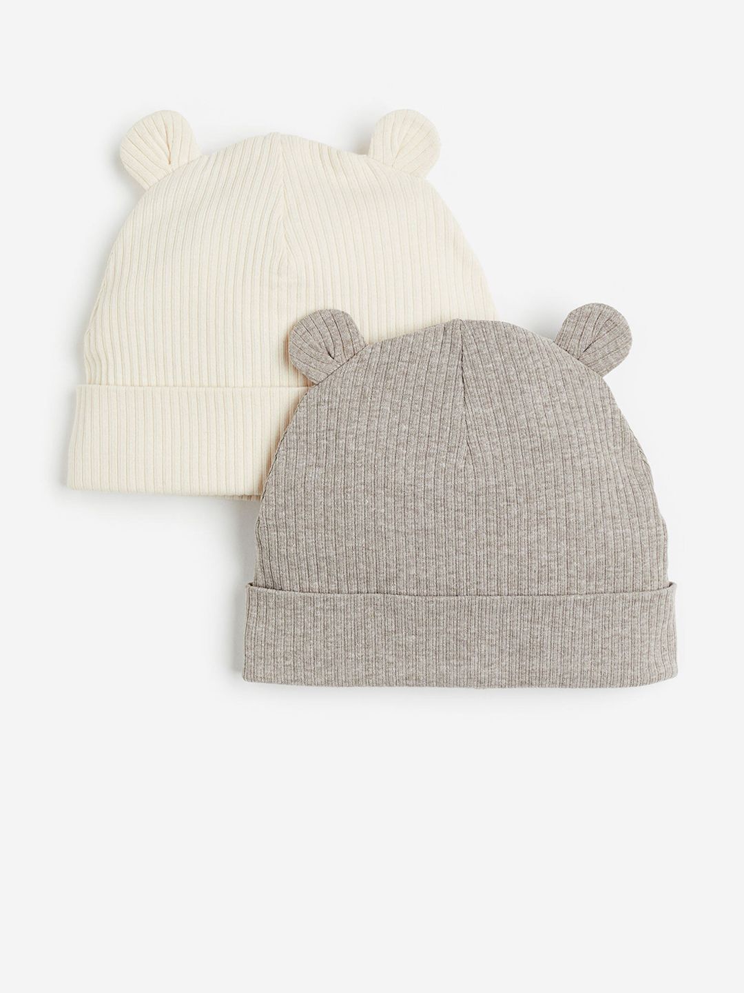 H&M Boys 2-Pack Ribbed Ear-Detail Beanies