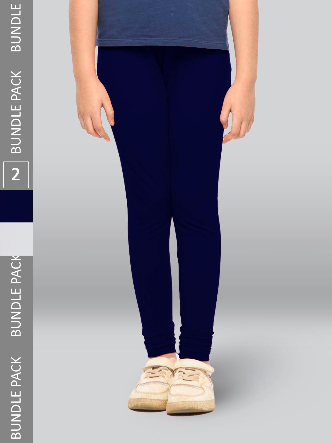 LYRA Girls Pack Of 2 Churidar-Length Cotton Breathable Leggings-picture-40