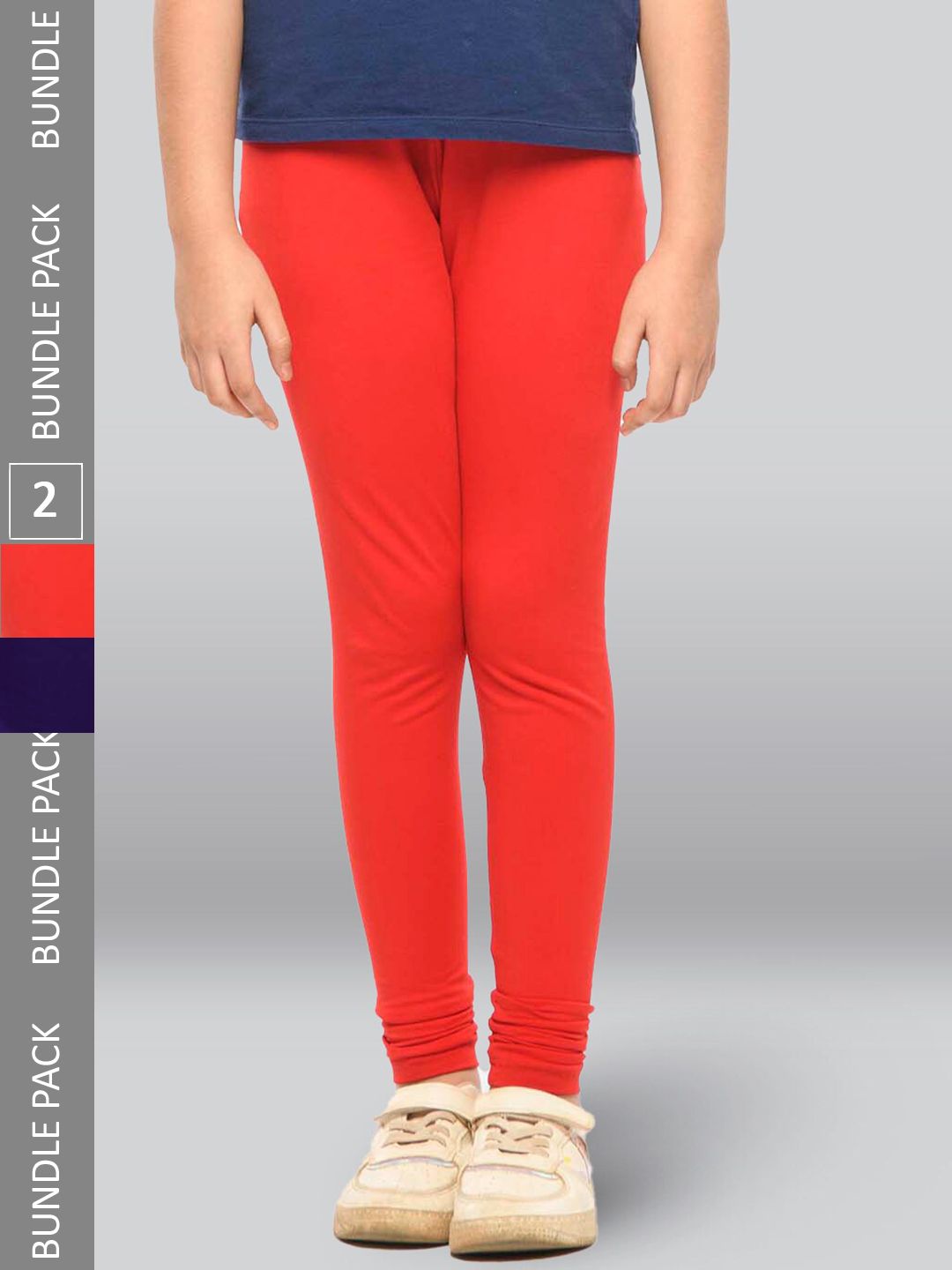 LYRA Girls Pack Of 2 Churidar-Length Cotton Breathable Leggings-picture-38