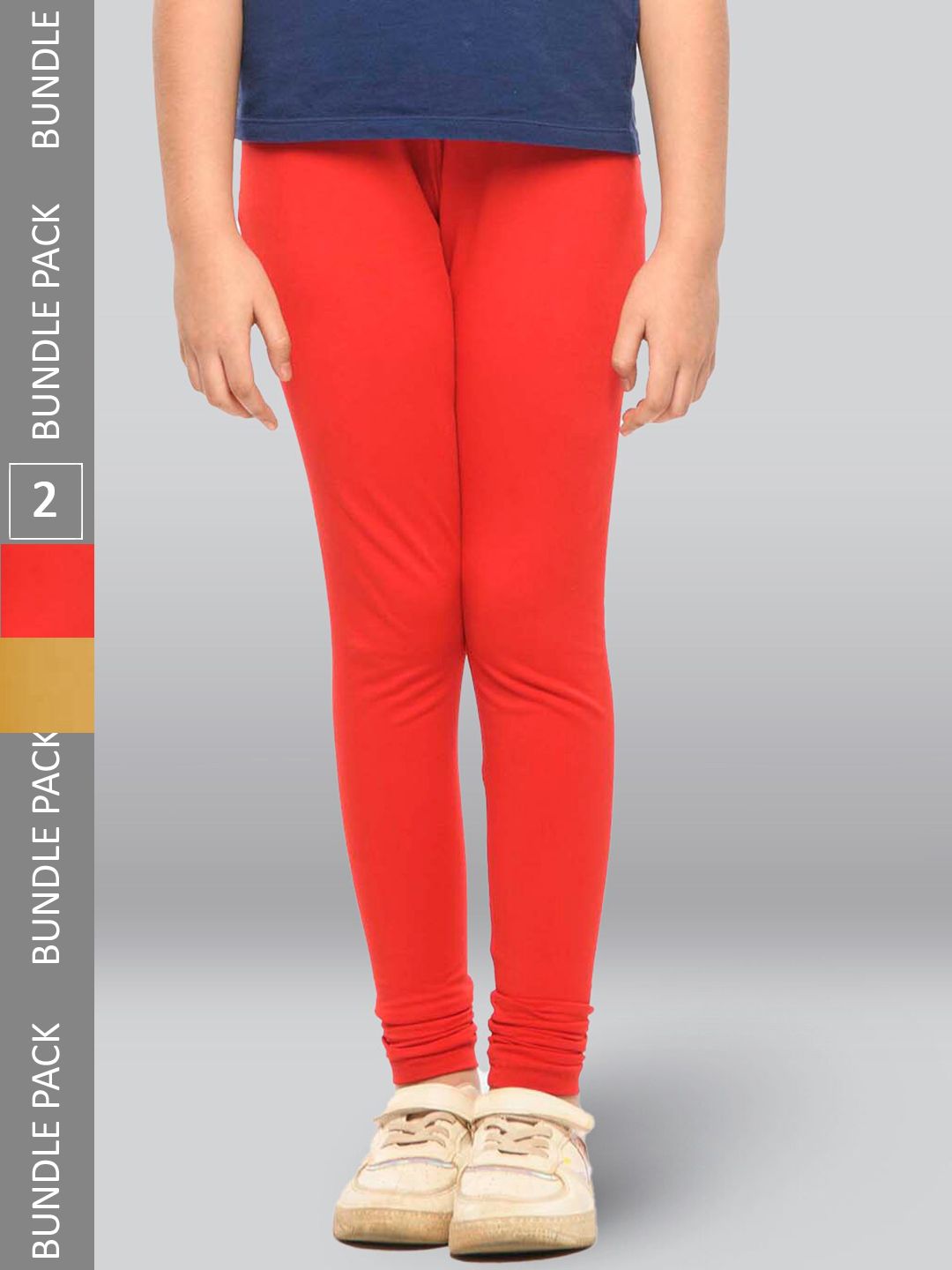 LYRA Girls Pack Of 2 Churidar-Length Cotton Breathable Leggings-picture-37