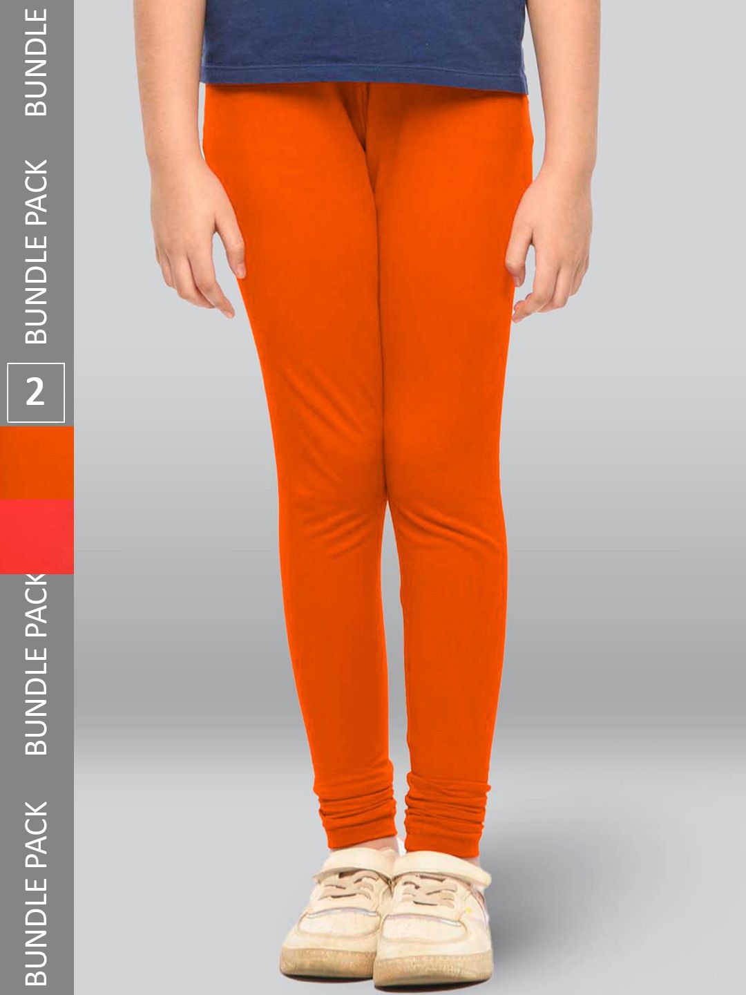 LYRA Girls Pack Of 2 Churidar-Length Cotton Breathable Leggings-picture-35