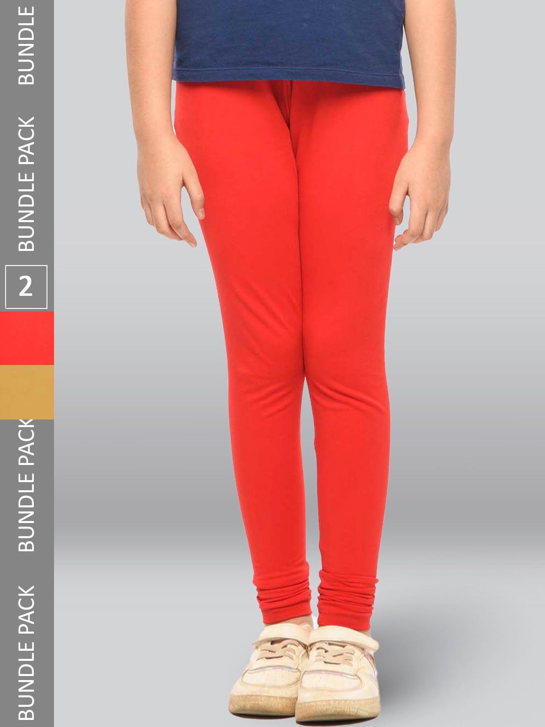 LYRA Girls Pack Of 2 Churidar-Length Cotton Leggings-picture-33