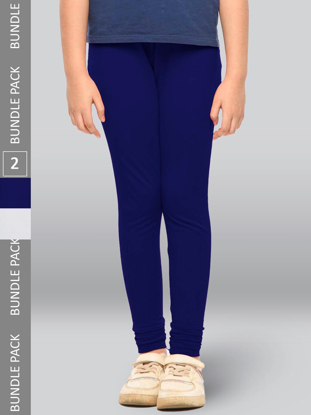 LYRA Girls Pack Of 2 Mid-Rise Breathable Cotton Churidar-Length Leggings-picture-18