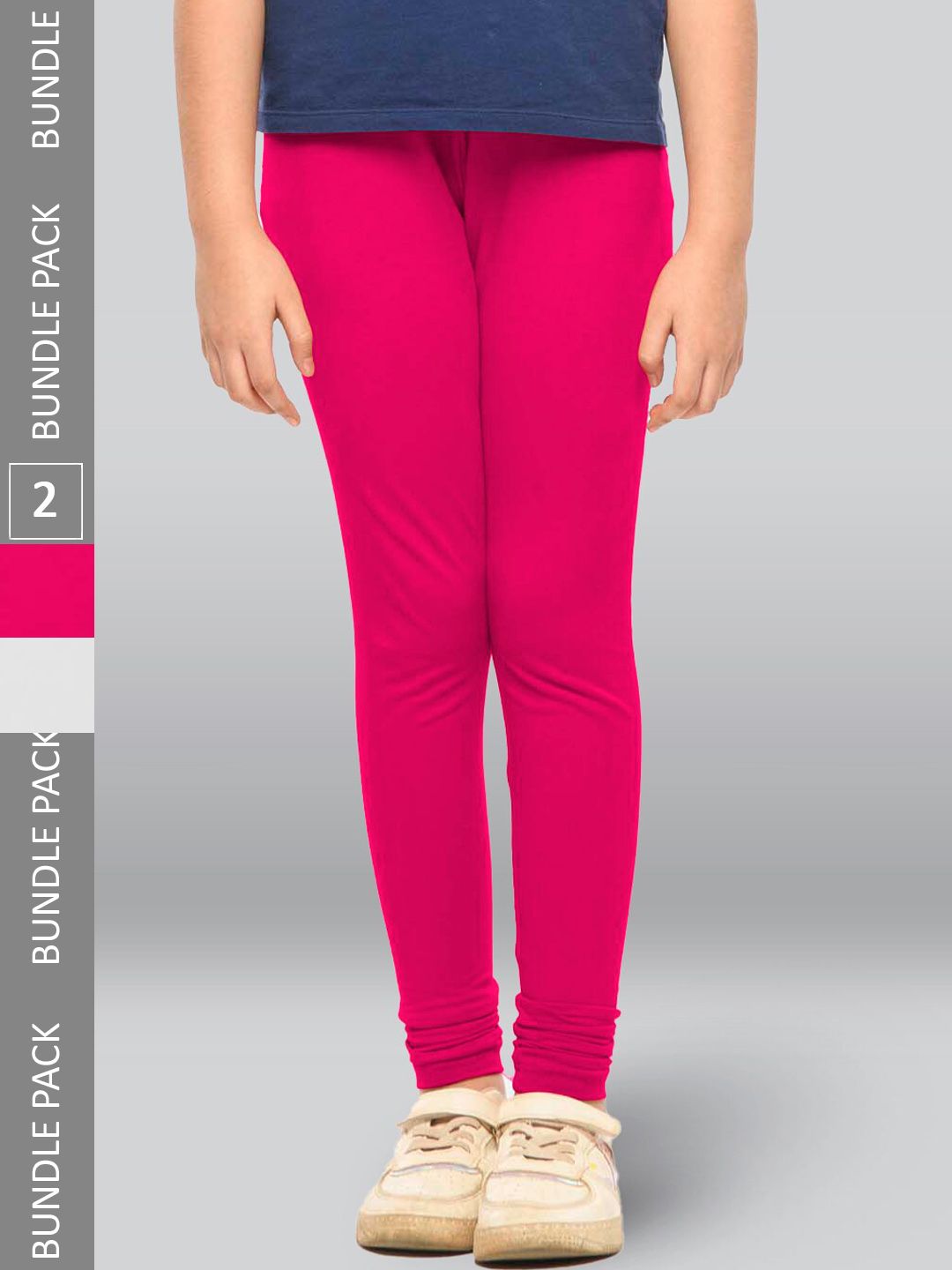 LYRA Girls Pack Of 2 Ankle Length Cotton Breathable Leggings-picture-30