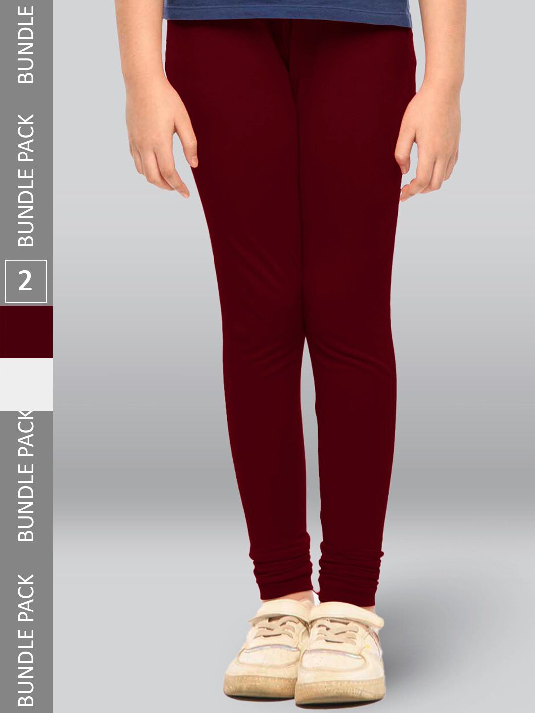 LYRA Girls Pack Of 2 Churidar-Length Cotton Breathable Skin Friendly Leggings-picture-43