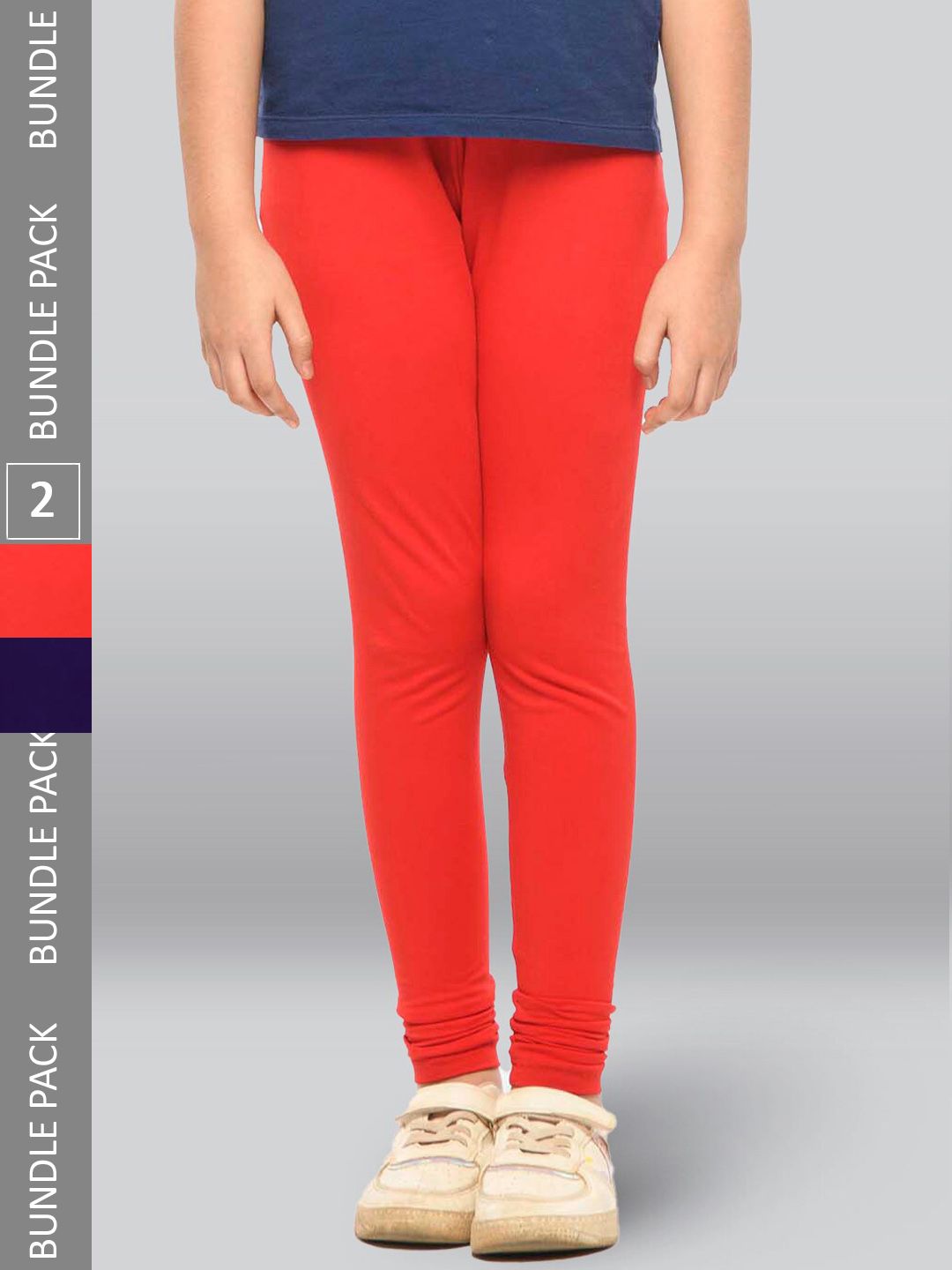 LYRA Girls Pack Of 2 Churidar Length Cotton Breathable Leggings-picture-16