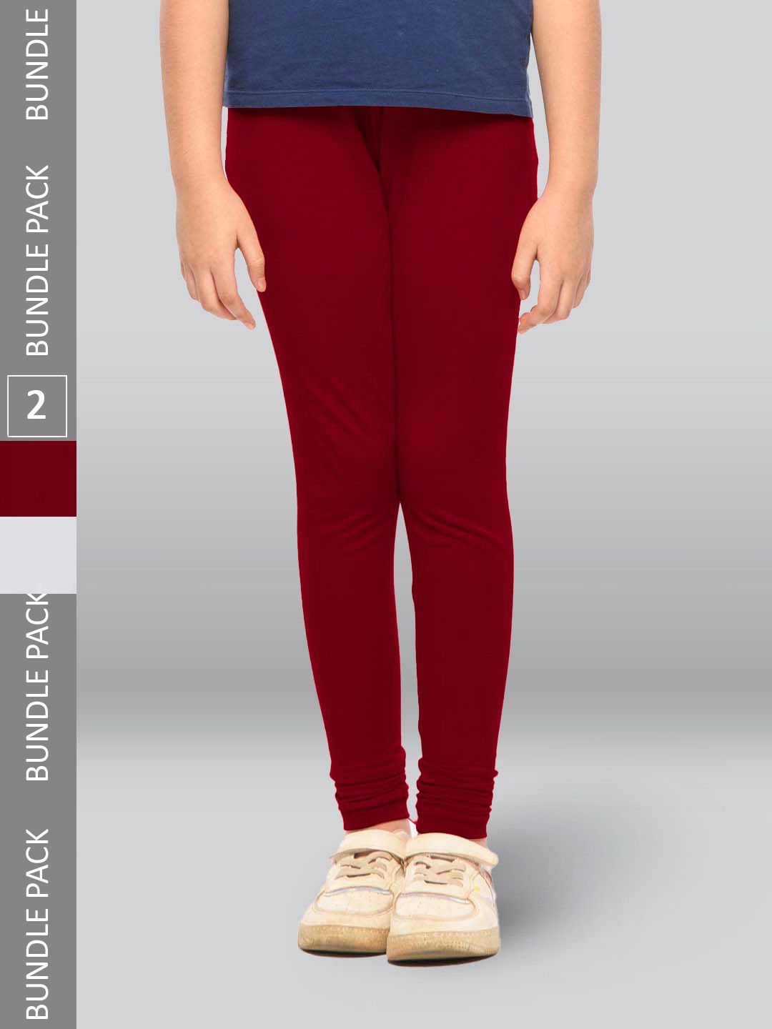 LYRA Girls Pack Of 2 Churidar Length Cotton Breathable Leggings-picture-42