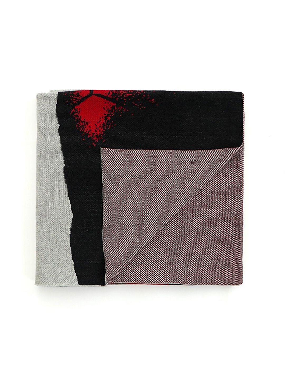 Pluchi Black & Grey Melange Printed Pure Cotton AC Room 350 GSM Single Bed Blanket-image-4