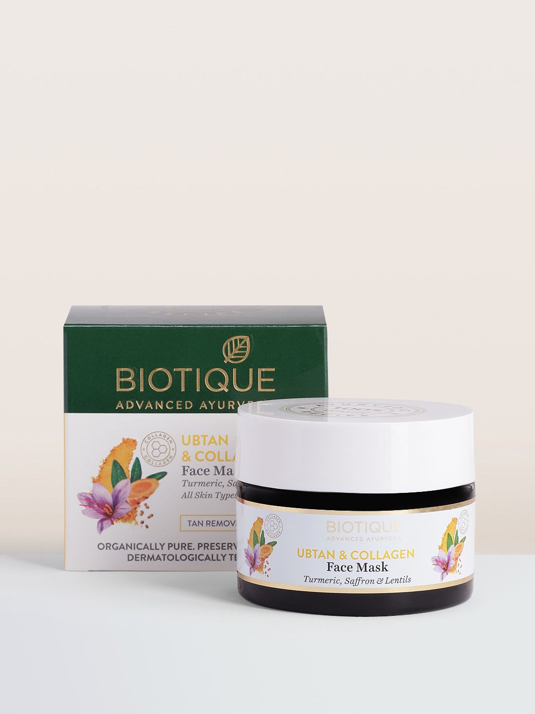 Biotique Ubtan & Collagen Tan Removal Face Mask with Turmeric & Saffron - 50 g-image-26