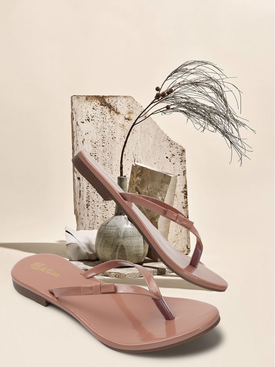 Picktoes Bow Detail Open Toe Flats-picture-34