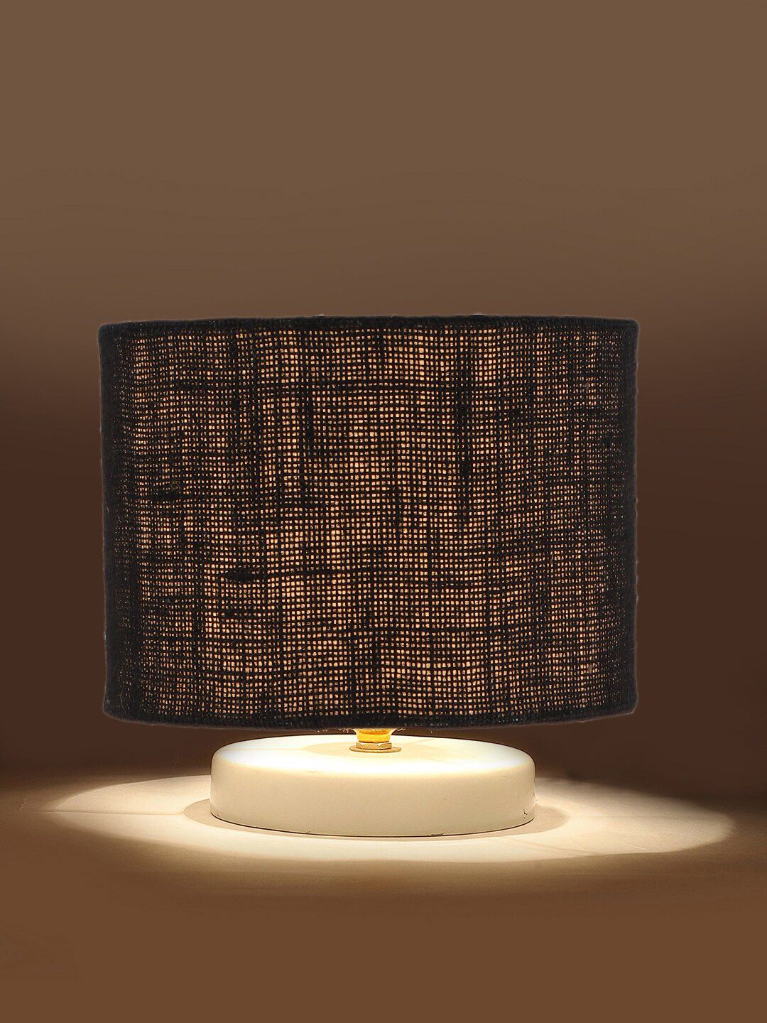 Devansh Black & White Textured Jute Table Lamp With Wooden Base-image-17