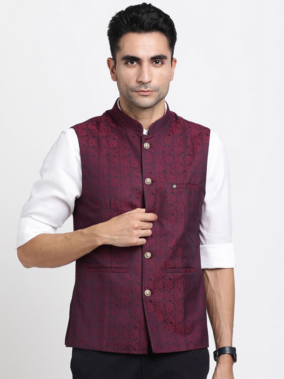 Turtle Woven Design Nehru Jackets-picture-52