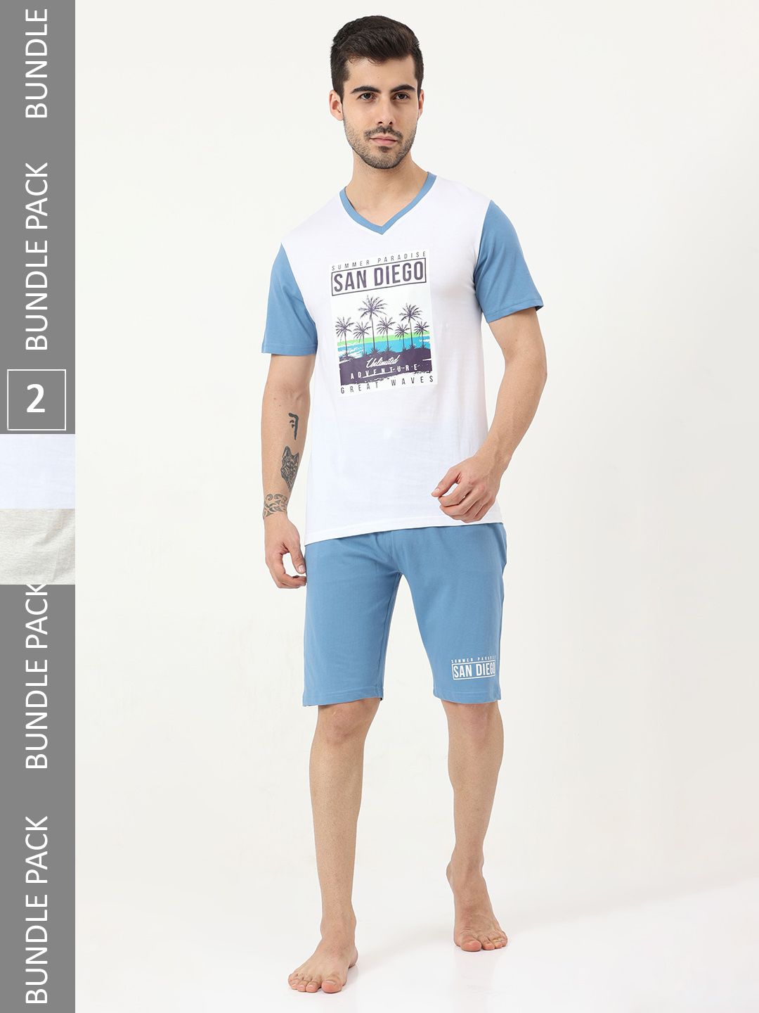 Masculino Latino Pack Of 2 Graphic Printed Night suits-picture-15