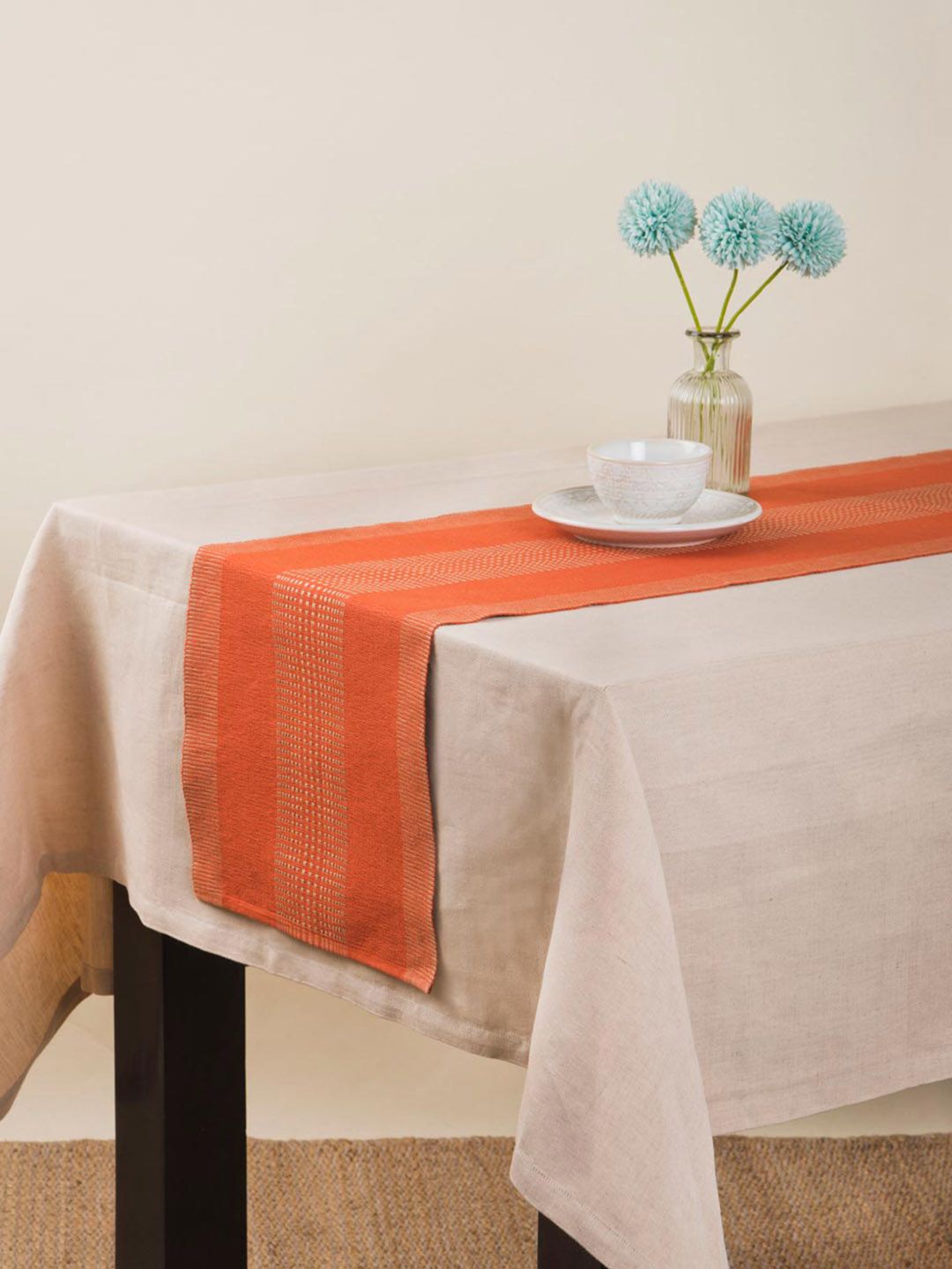 Fabindia Rust Red Pure Cotton Woven Table Runner-image-13