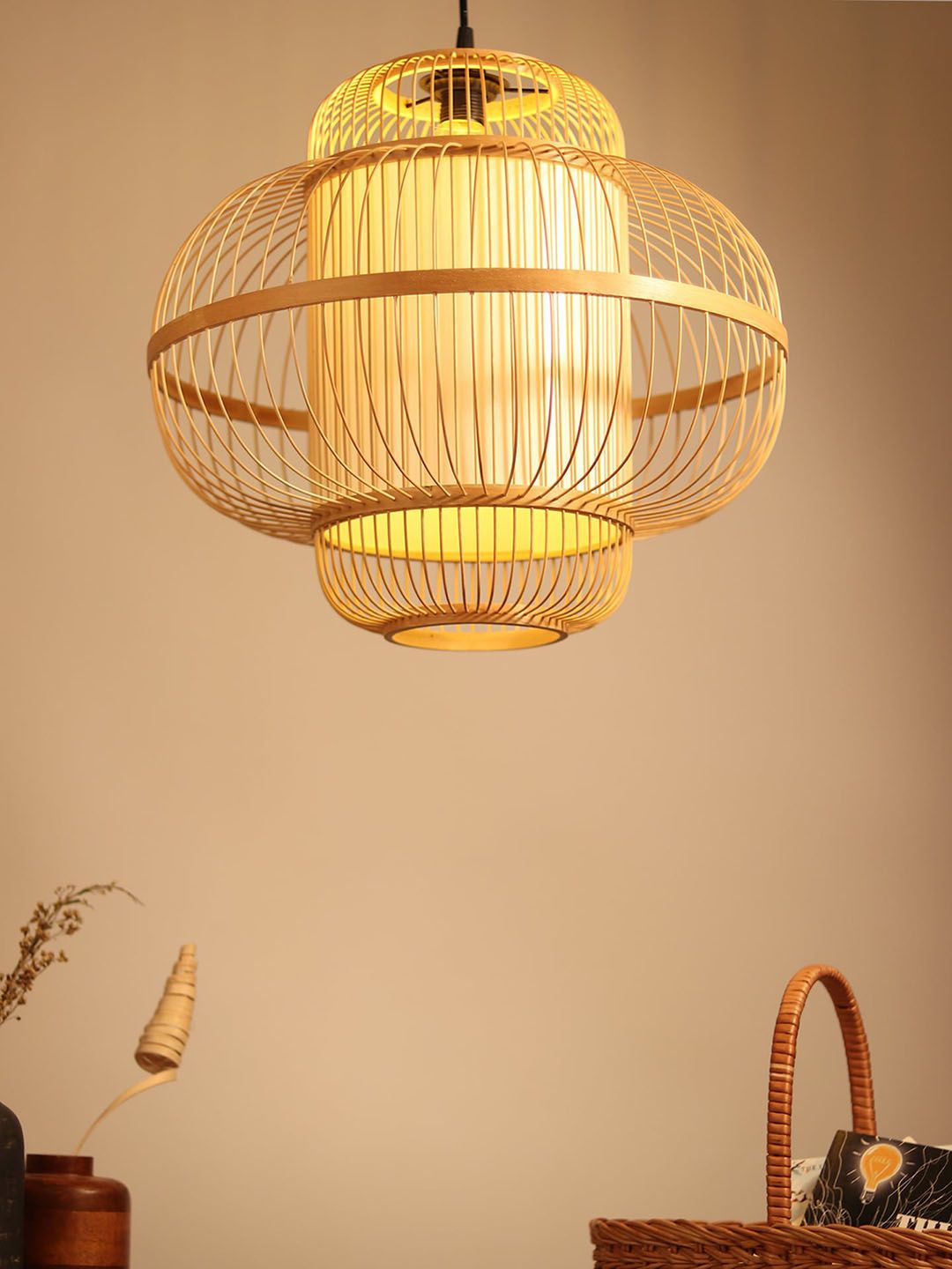 HABERE INDIA Beige Bamboo Pendant Lampshade-picture-47