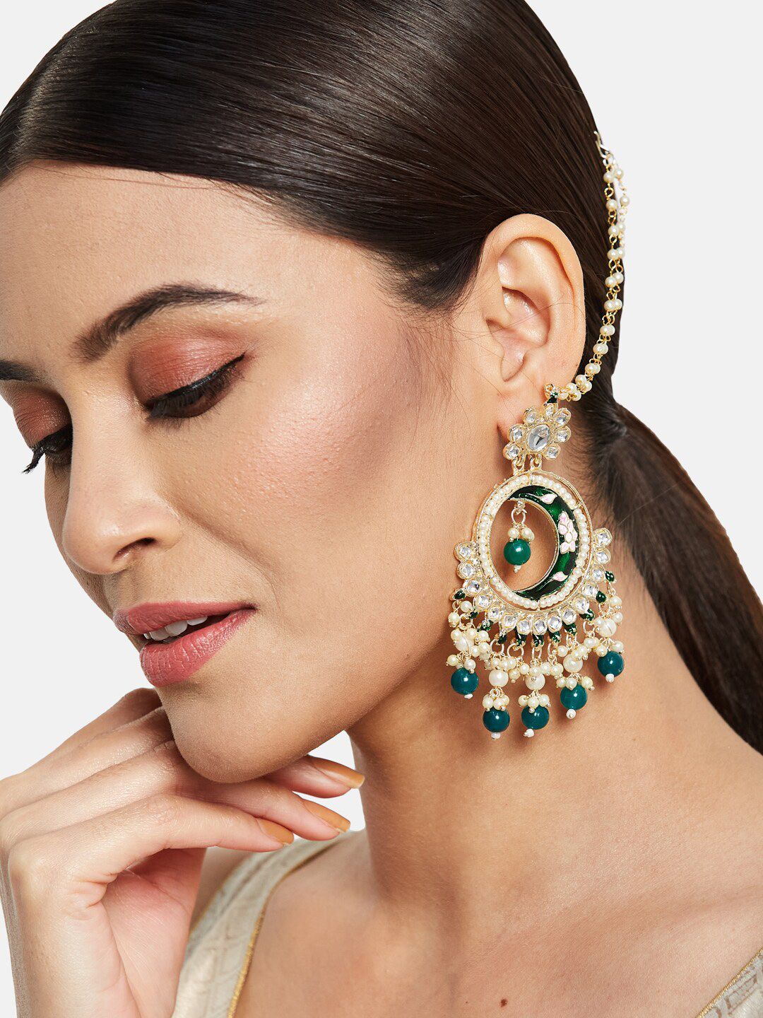 ATIBELLE Gold Plated Contemporary Chandbalis